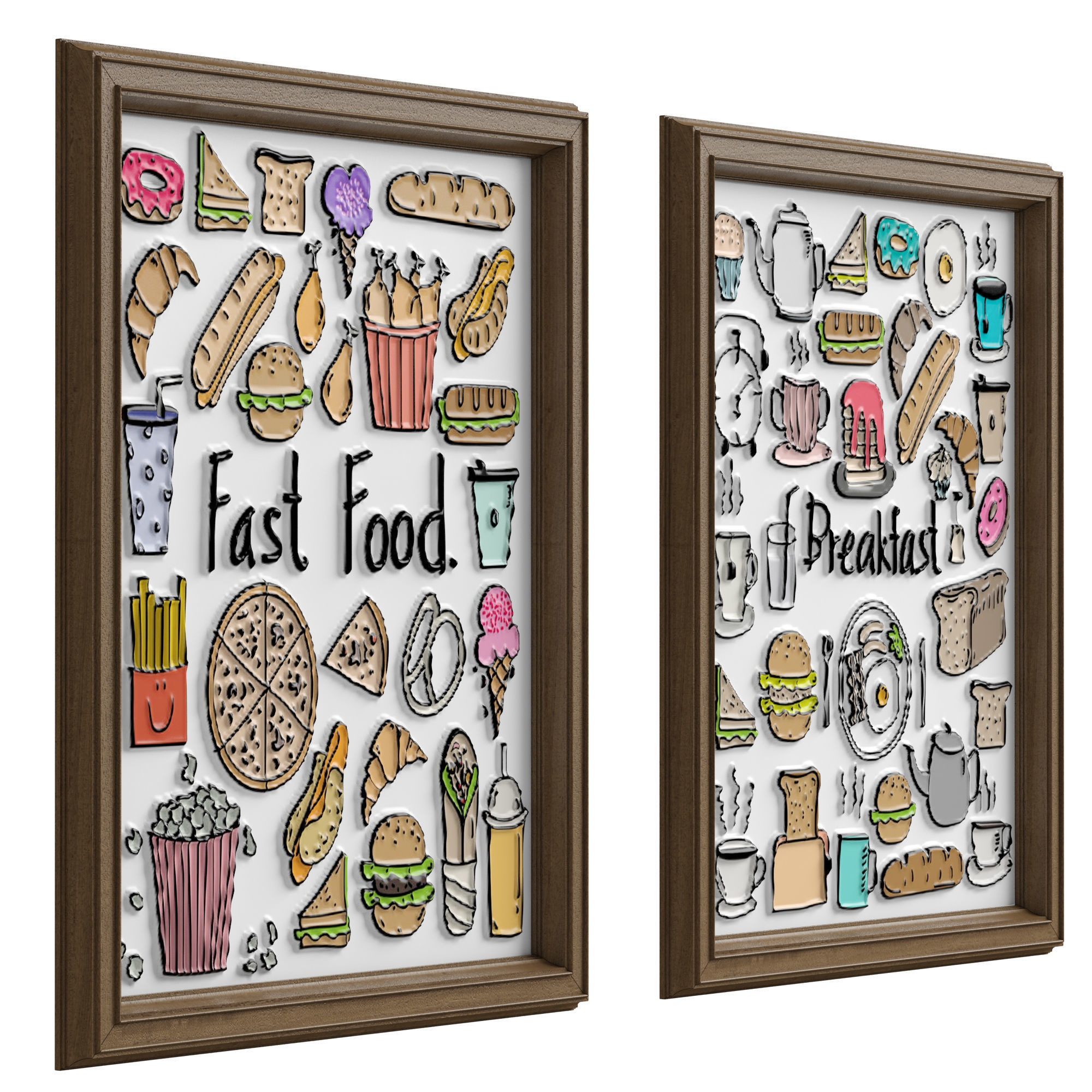 Frame 1 fast food framed art set 3D model_2