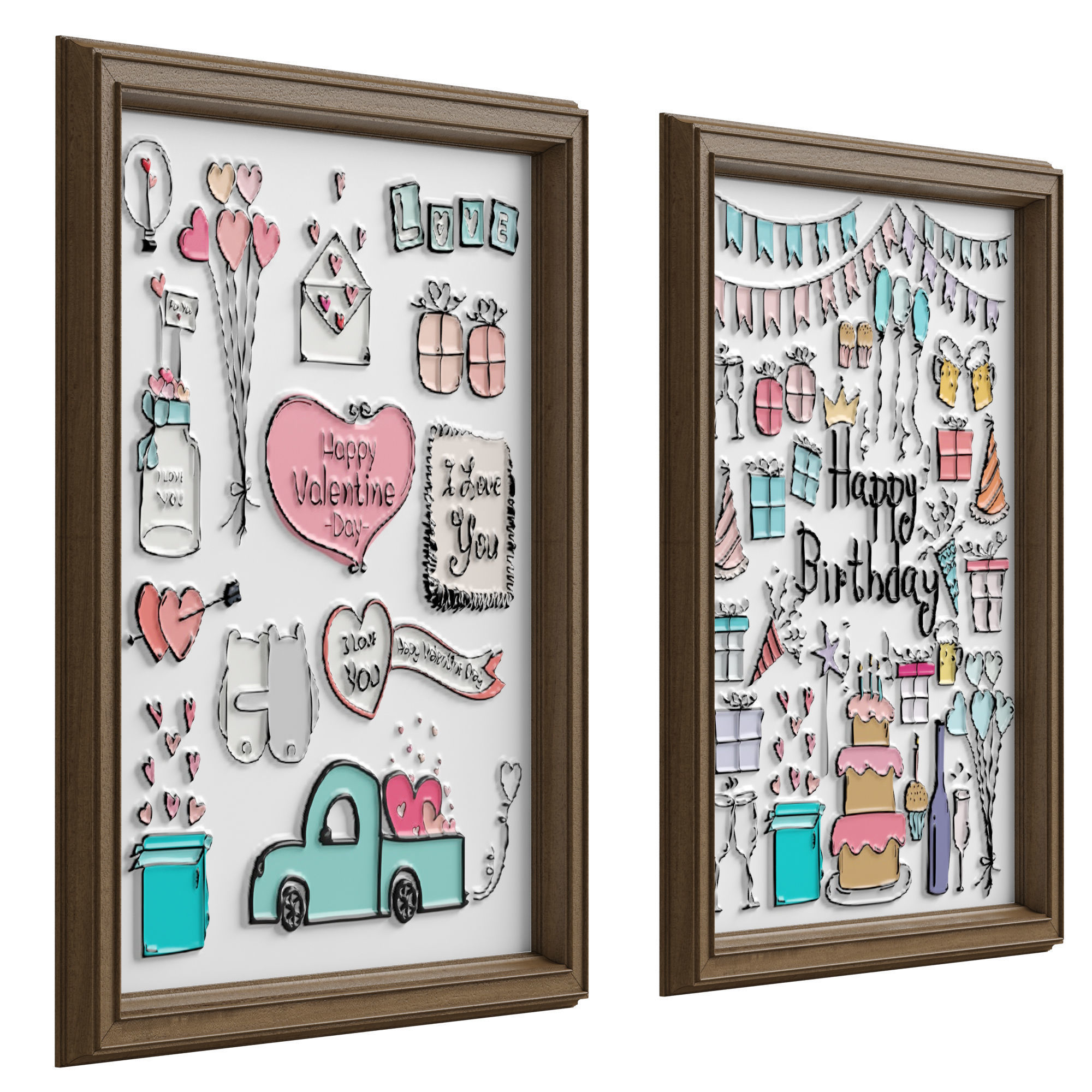 Frame 1 fast food framed art set 3D model_3