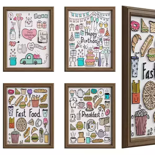 Frame 1 fast food framed art set
