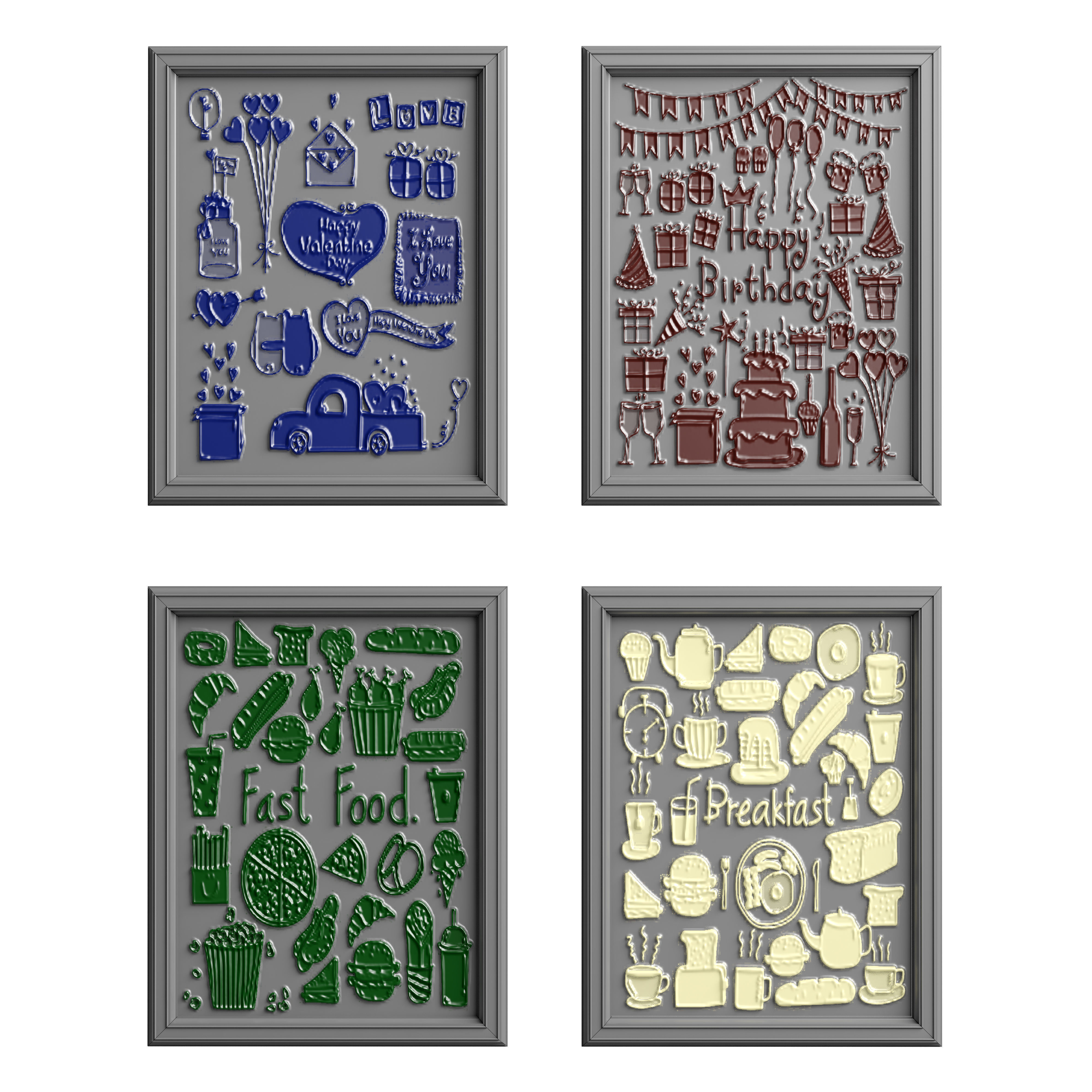 Frame 1 fast food framed art set 3D model_1