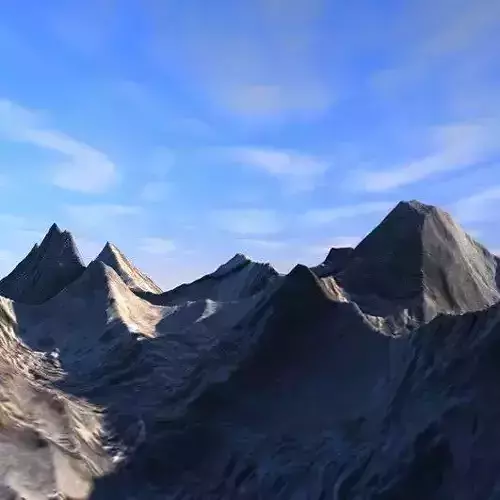 Mountains mountain range with clouds in sky 3D model