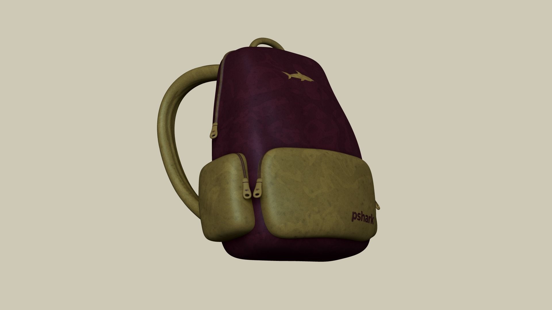 Wine Color Backpack - Character Costume Free low-poly 3D model_2