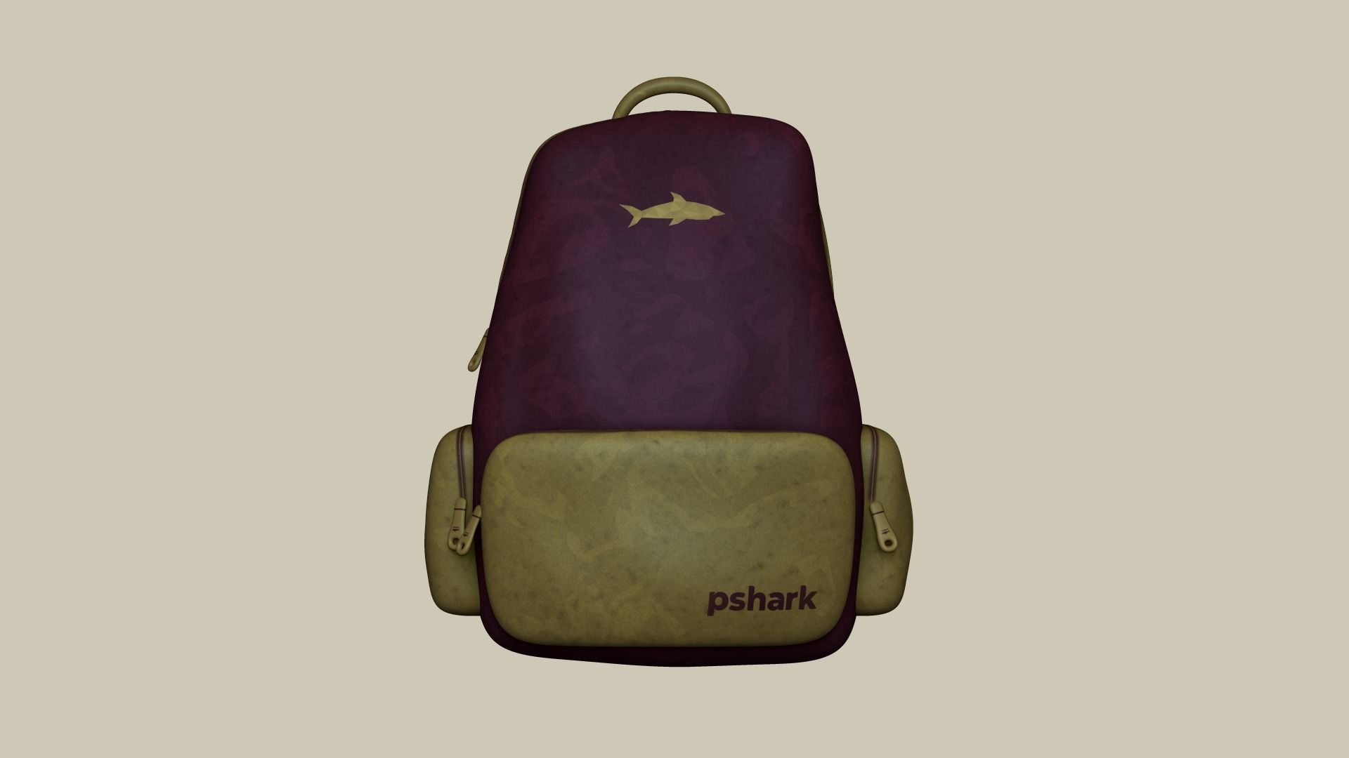 Wine Color Backpack - Character Costume Free low-poly 3D model_1