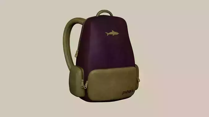 Wine Color Backpack - Character Costume Free low-poly 3D model