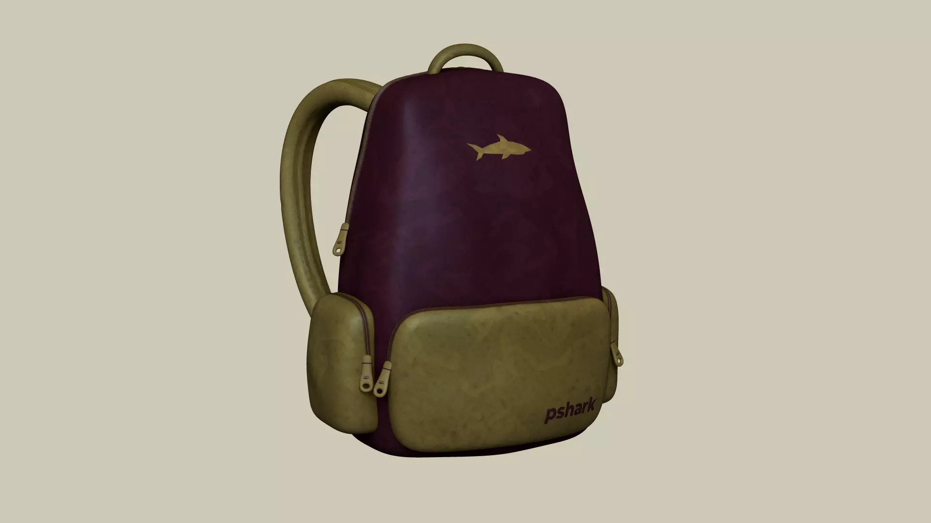Wine Color Backpack - Character Costume Free low-poly 3D model_0