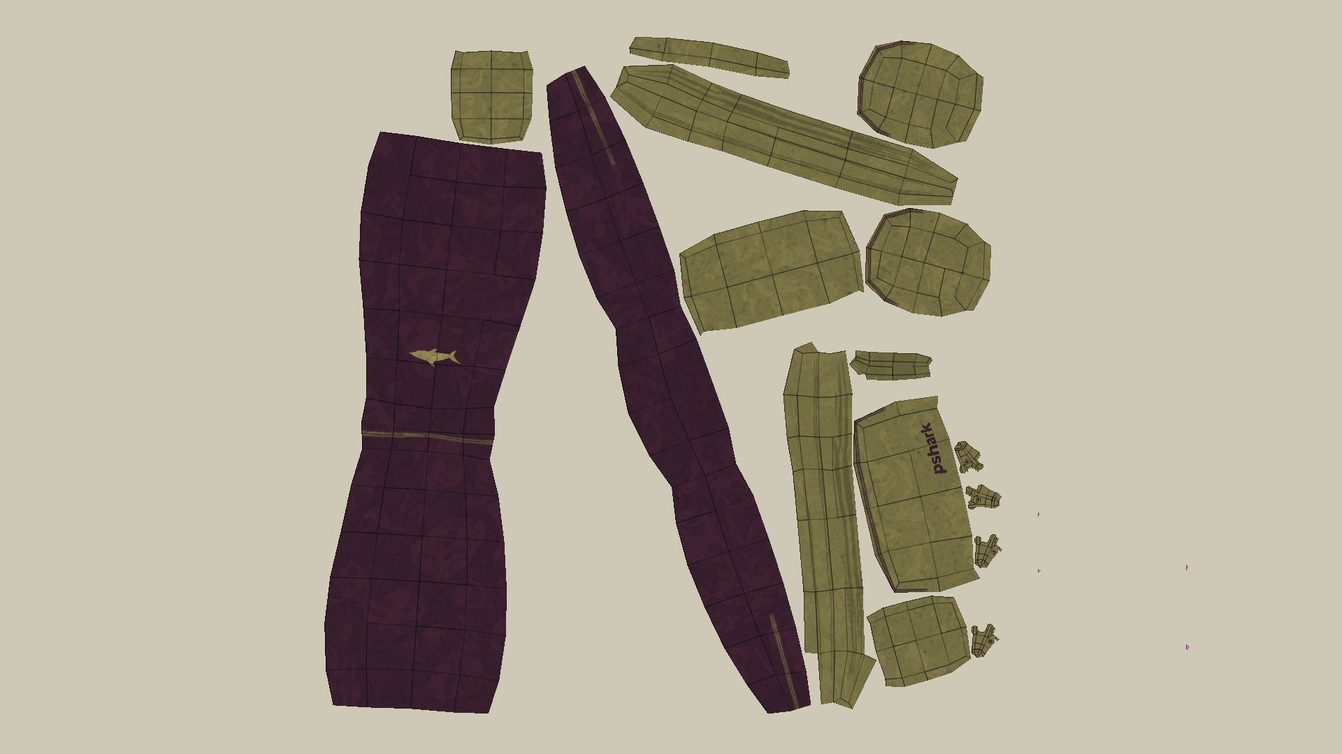 Wine Color Backpack - Character Costume Free low-poly 3D model_12