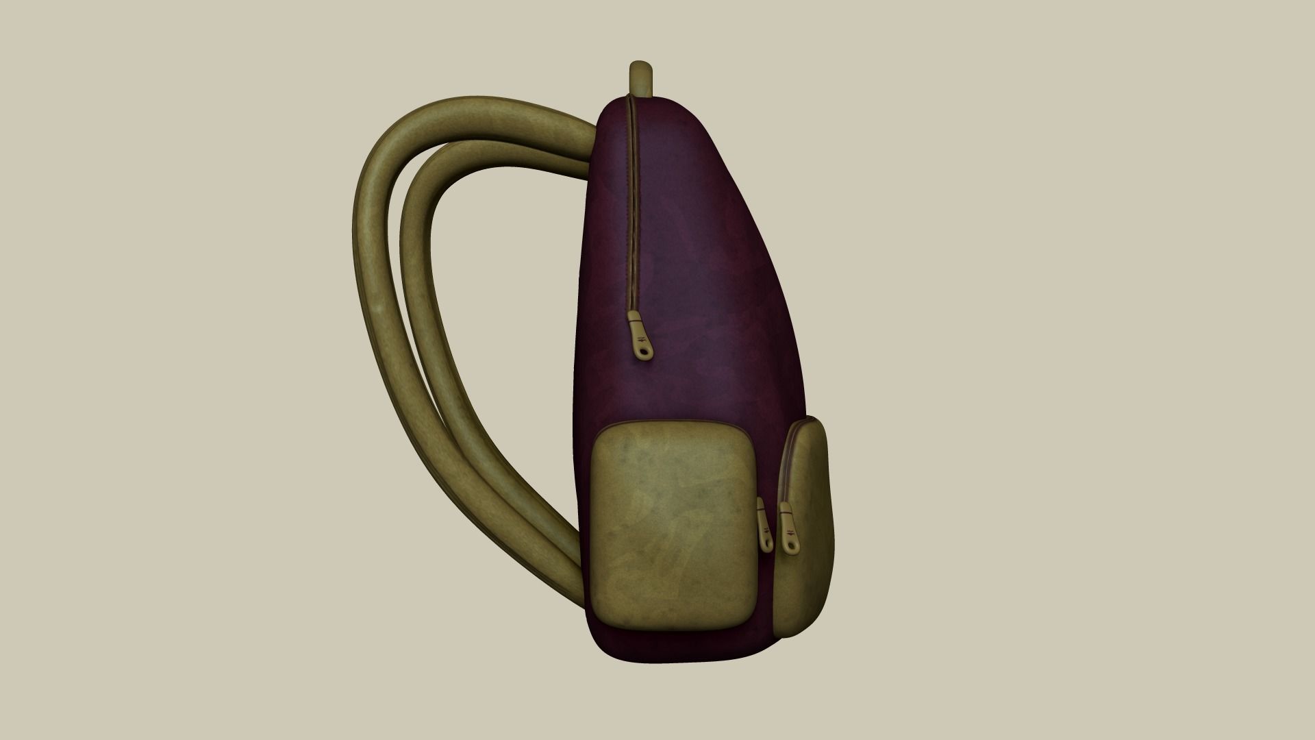 Wine Color Backpack - Character Costume Free low-poly 3D model_3
