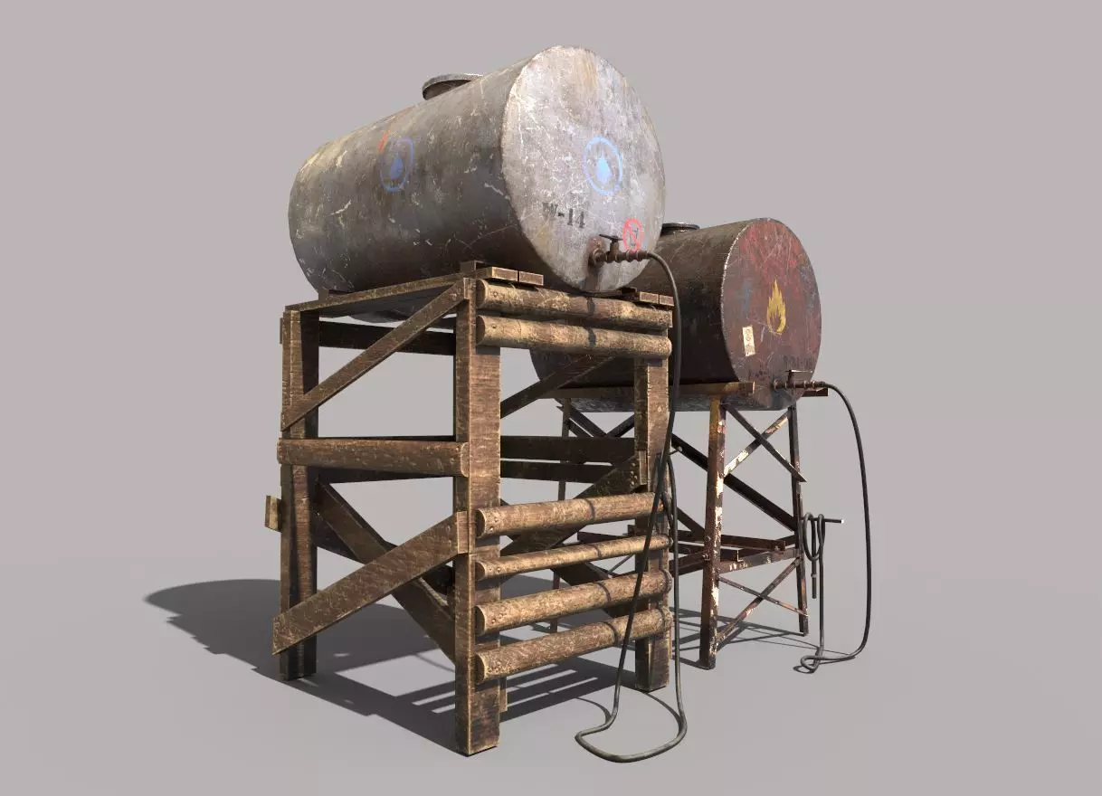 Old Oil And Water Tank 3D model_0