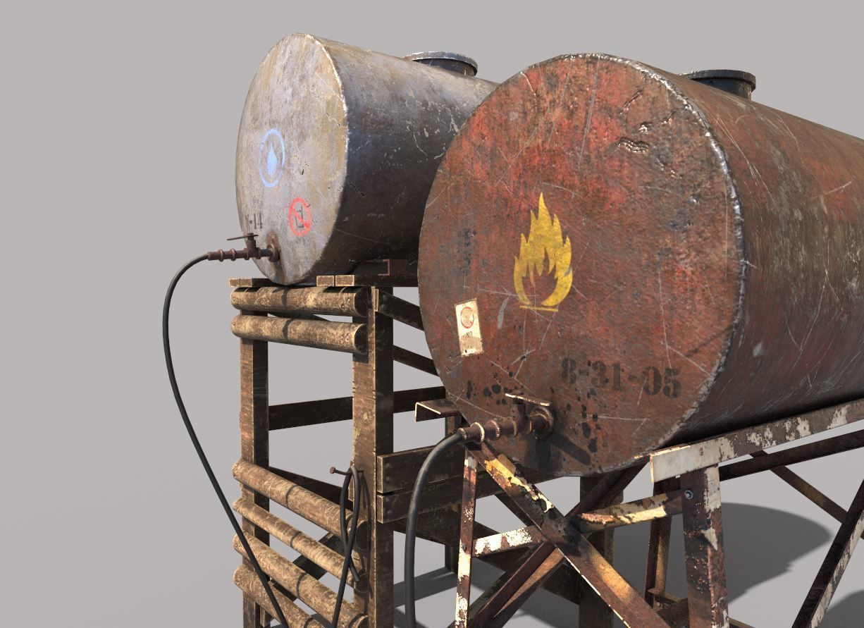 Old Oil And Water Tank 3D model_8