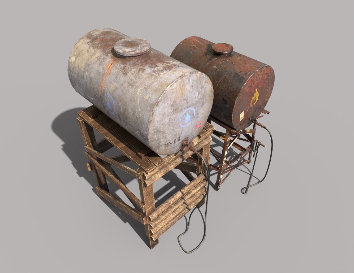 Old Oil And Water Tank 3D model_6