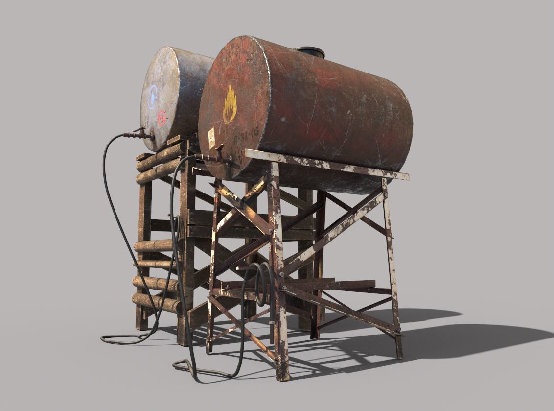 Old Oil And Water Tank 3D model_3