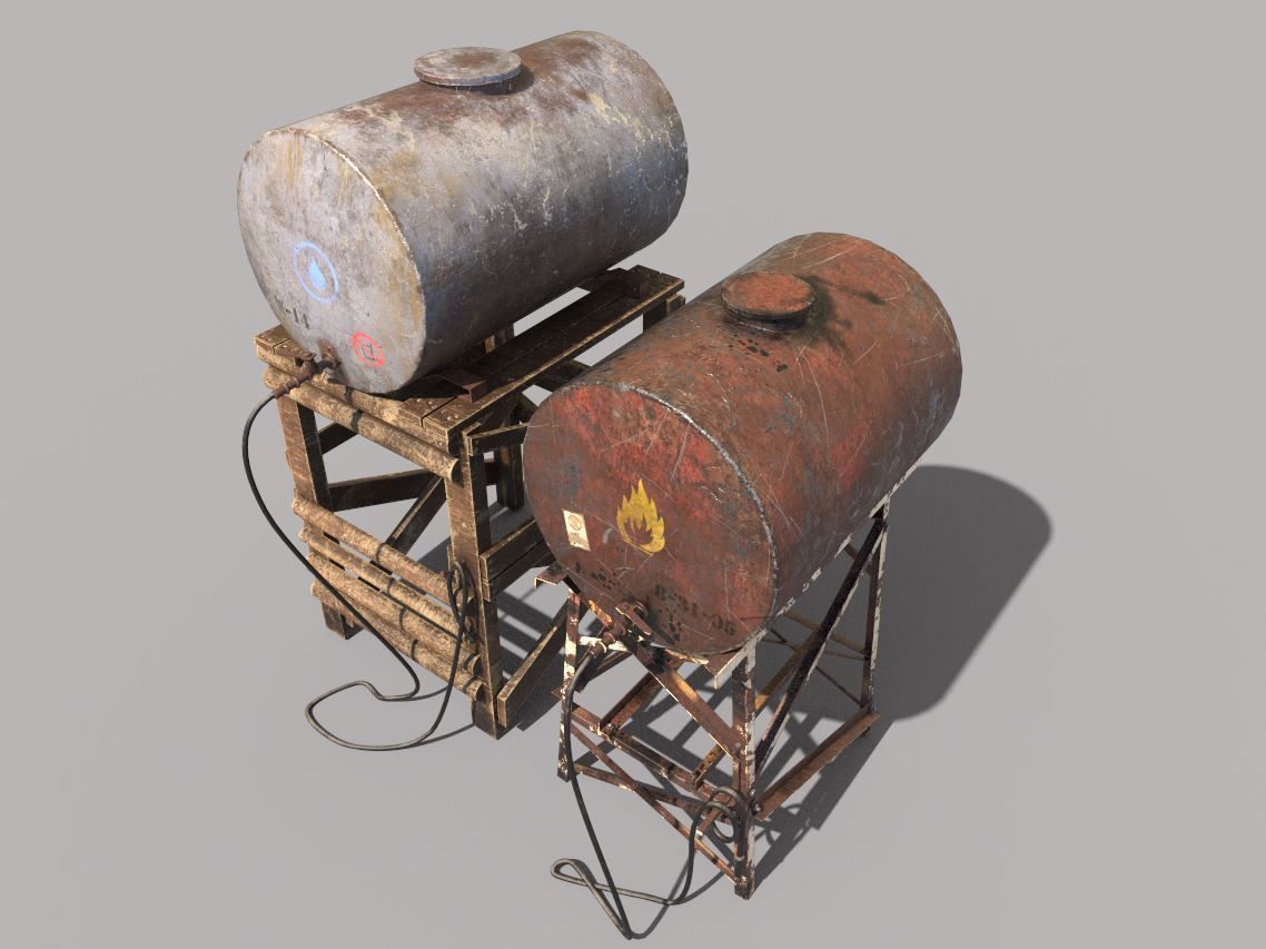 Old Oil And Water Tank 3D model_7