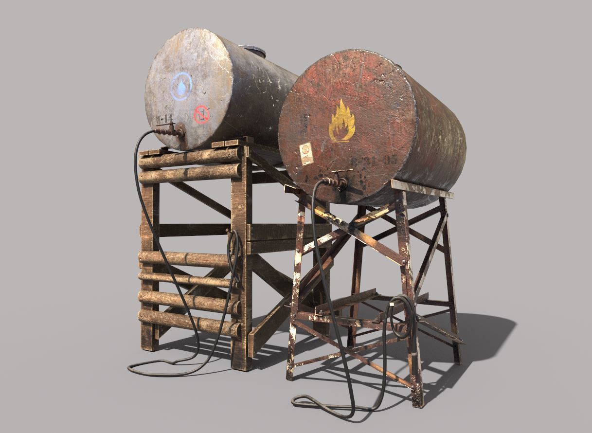 Old Oil And Water Tank 3D model_2