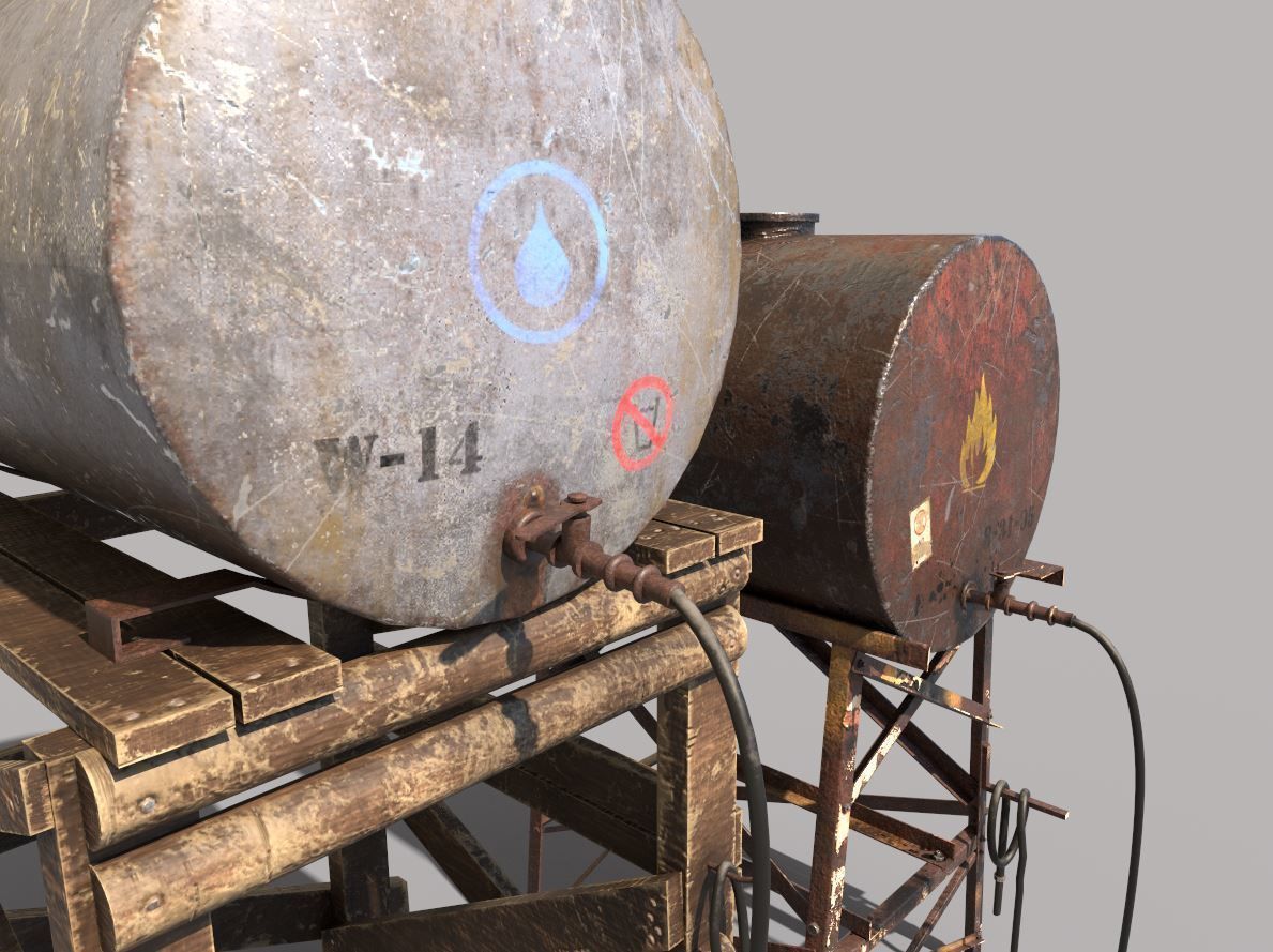 Old Oil And Water Tank 3D model_9