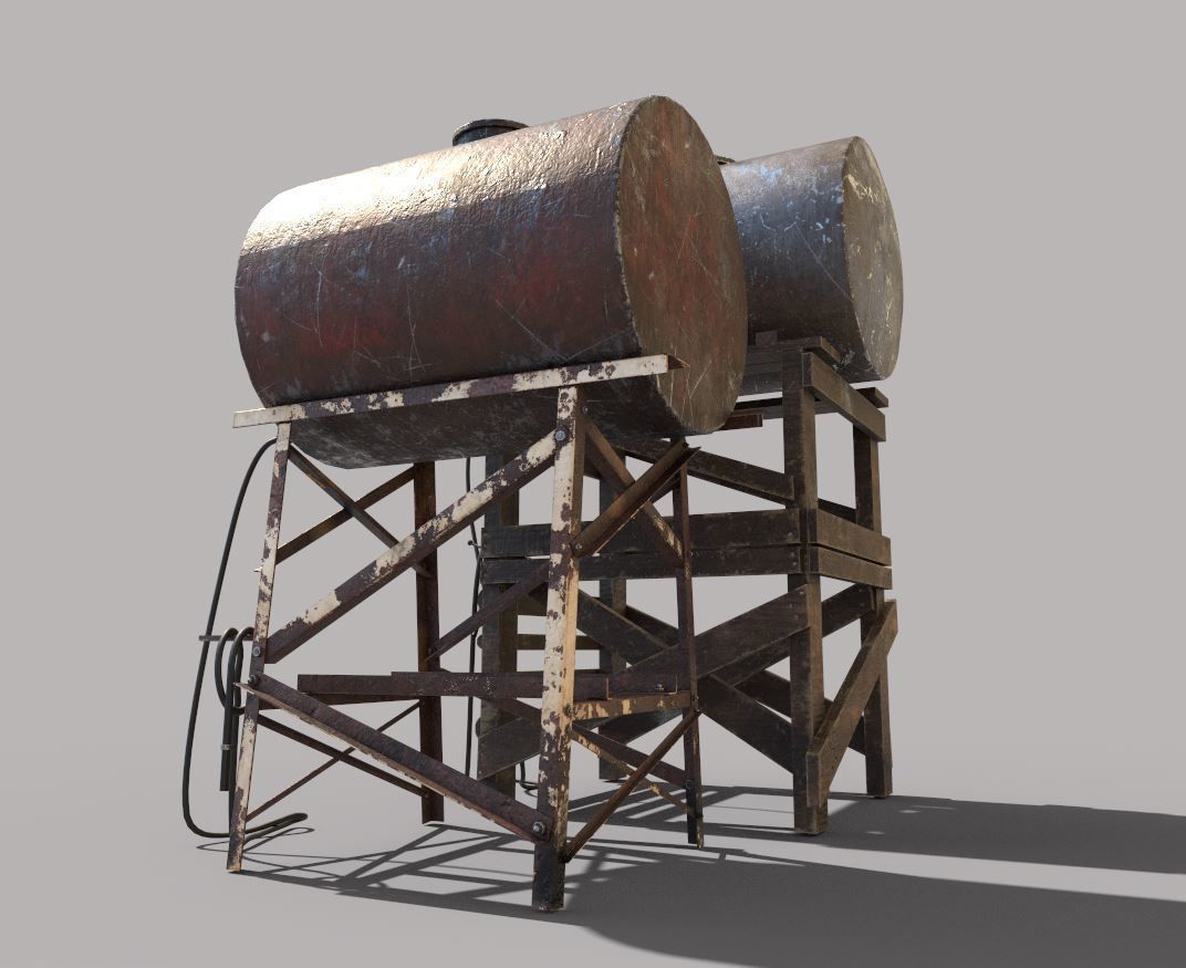 Old Oil And Water Tank 3D model_4
