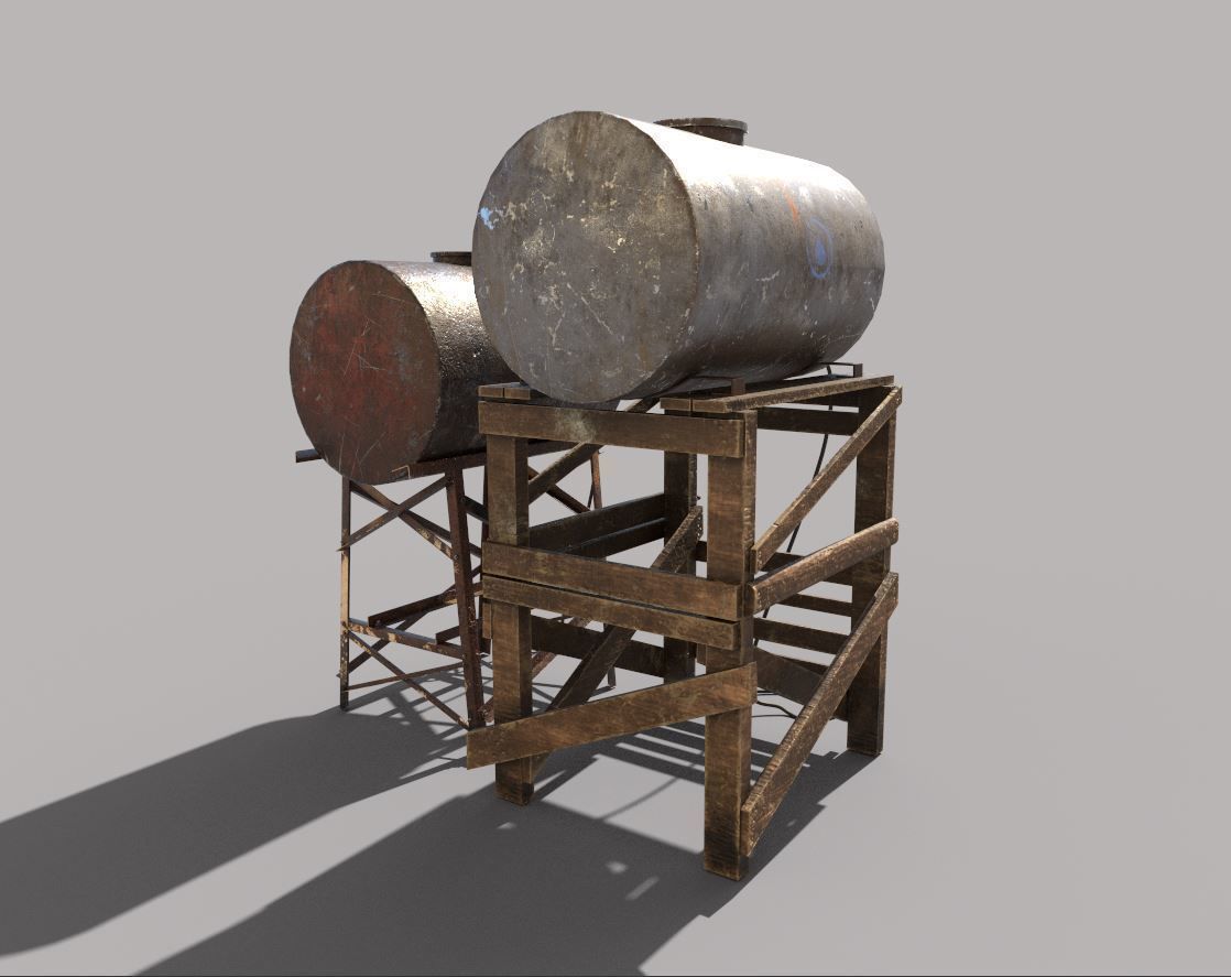 Old Oil And Water Tank 3D model_5