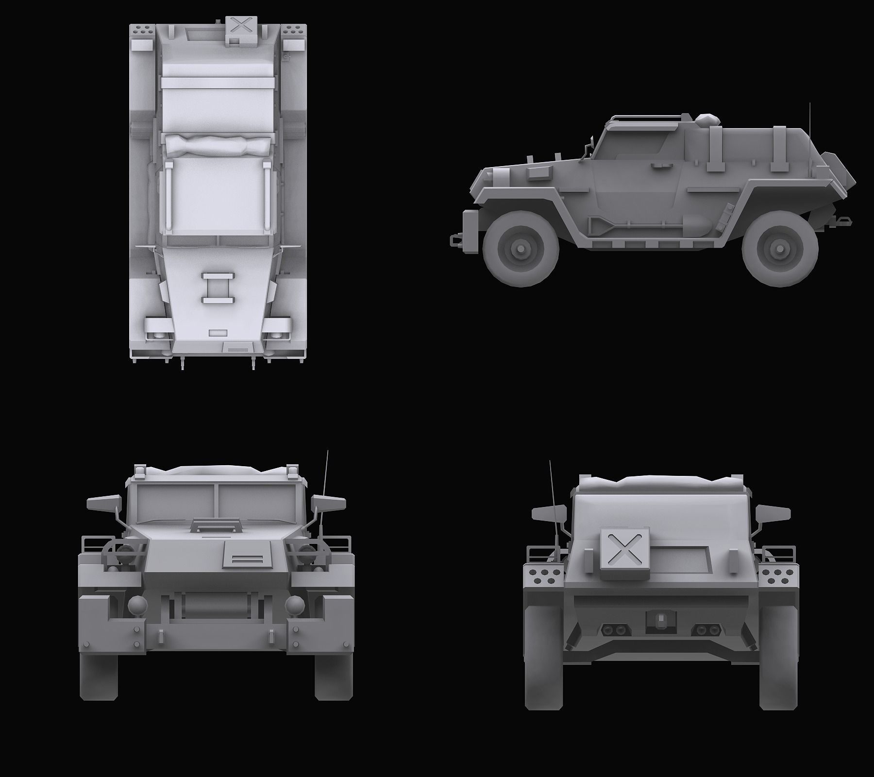 Gundam Zeon Jeep model 3D model_11