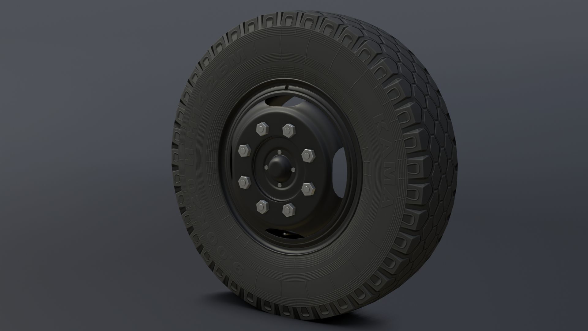 Complete set of wheels for Zil-130 truck Free low-poly 3D model_2