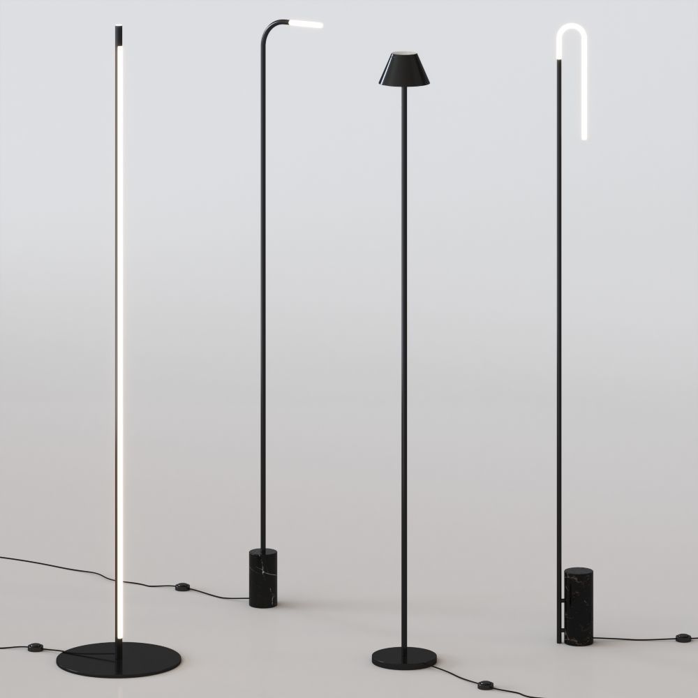 Minimalistic thin Floor lamps set 3D model_2