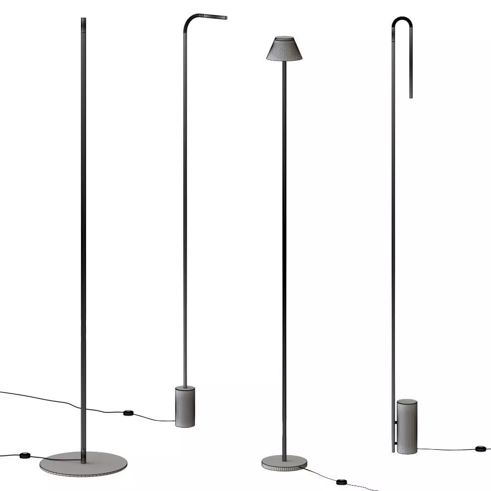 Minimalistic thin Floor lamps set 3D model_0