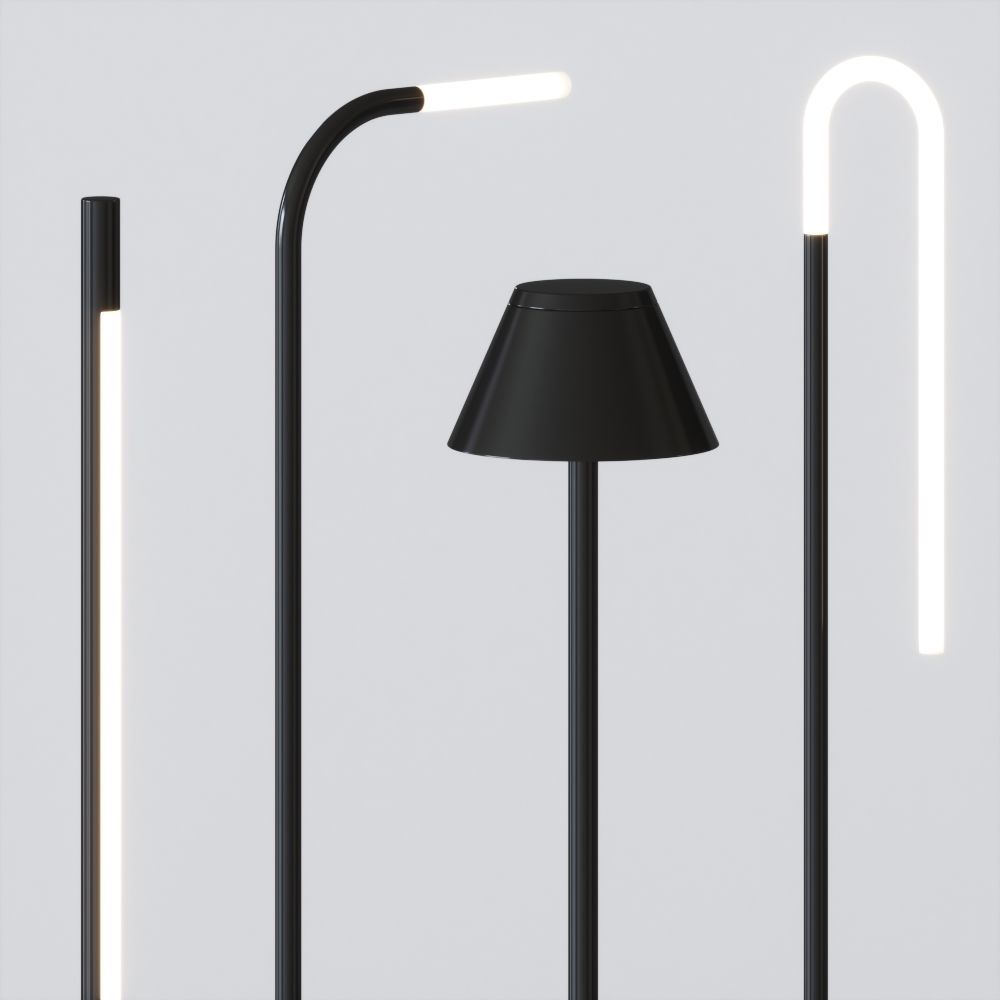 Minimalistic thin Floor lamps set 3D model_1
