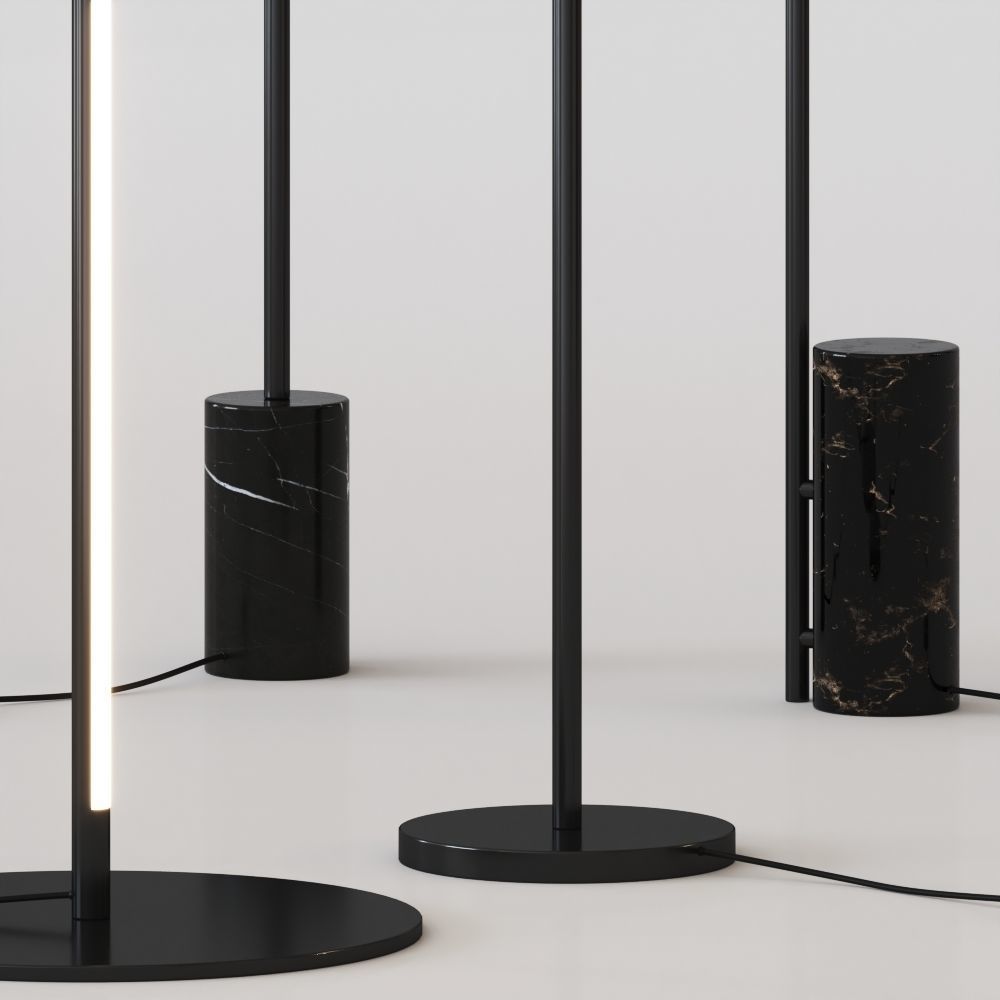 Minimalistic thin Floor lamps set 3D model_3
