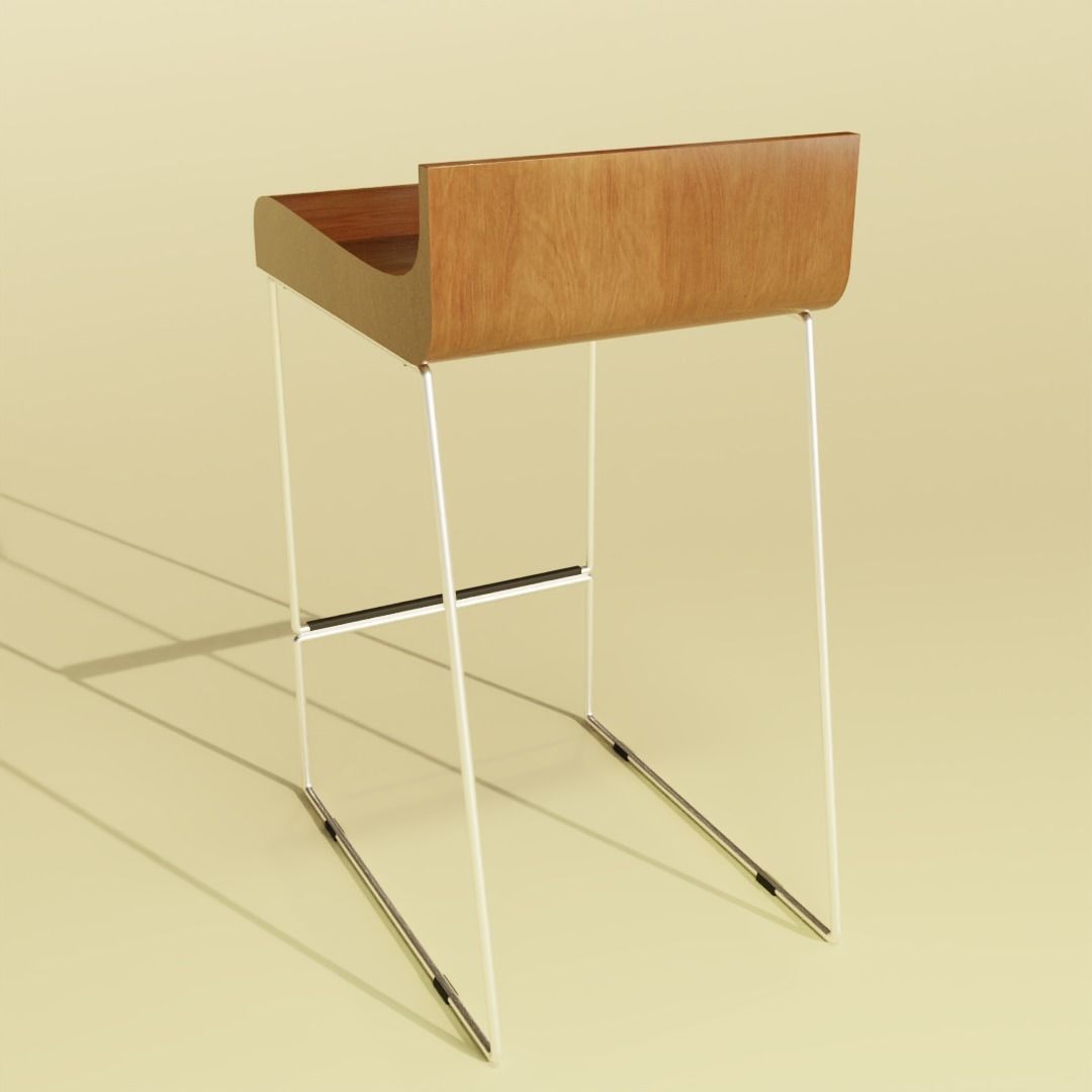 Industrial Bar Stool Low-poly 3D model_7