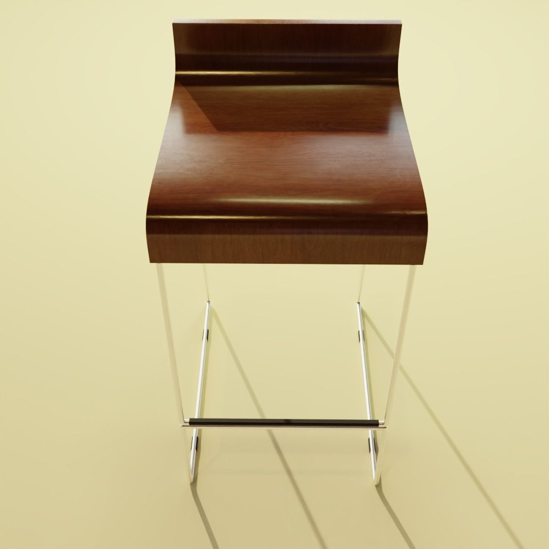 Industrial Bar Stool Low-poly 3D model_5