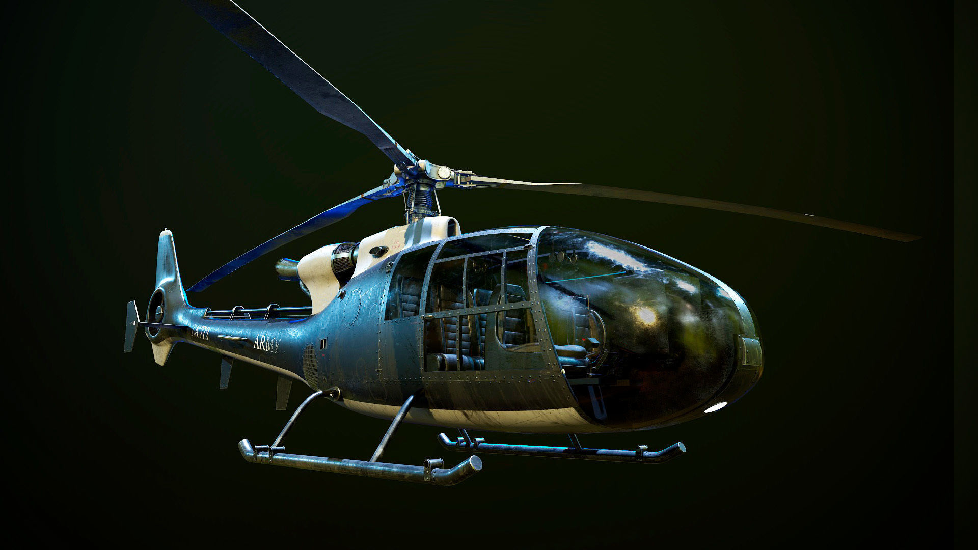 Helicopter SA340 Gazelle 3D model_1