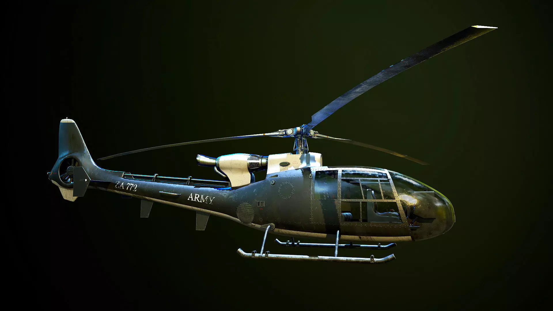 Helicopter SA340 Gazelle 3D model_0
