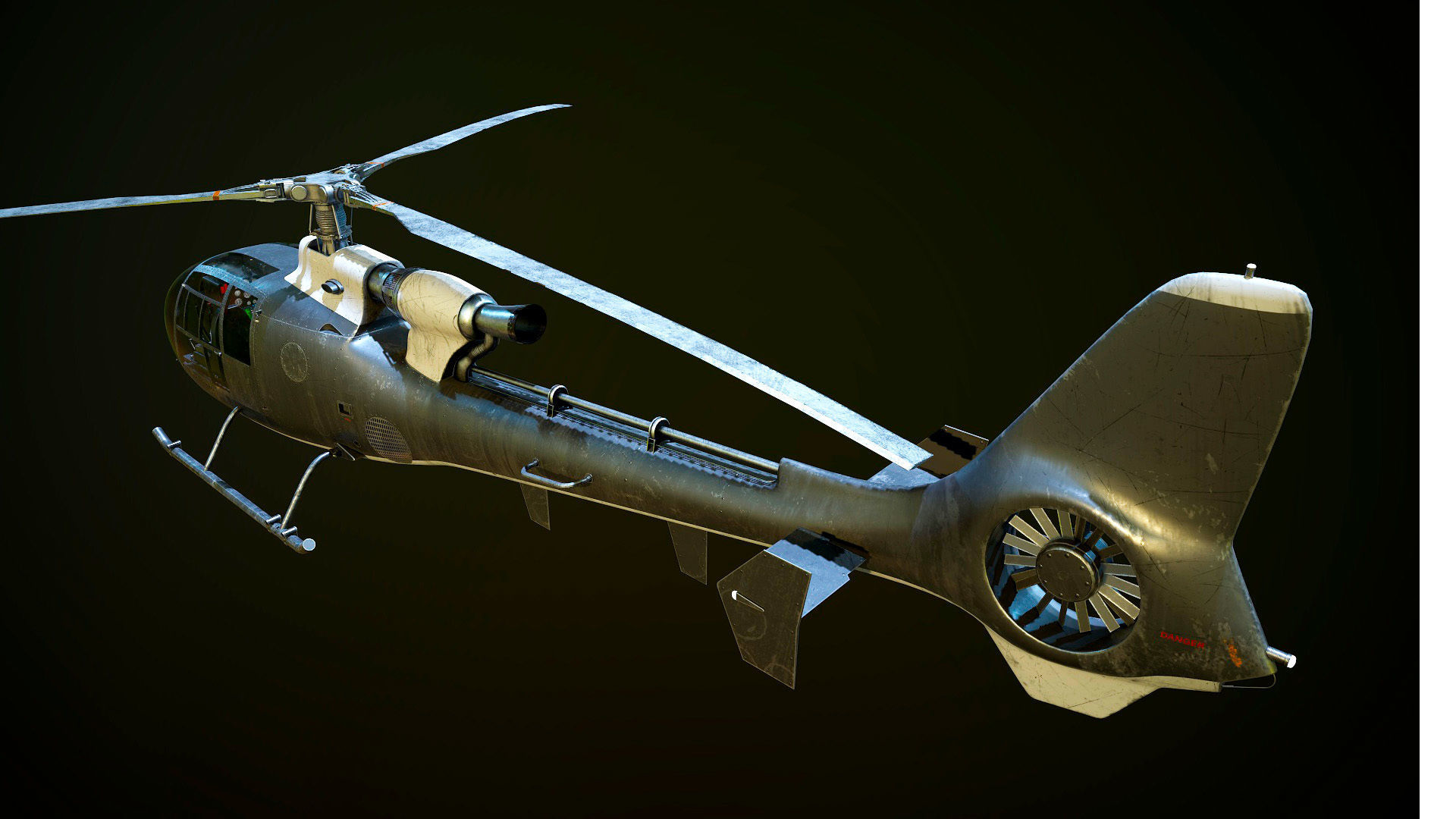 Helicopter SA340 Gazelle 3D model_5