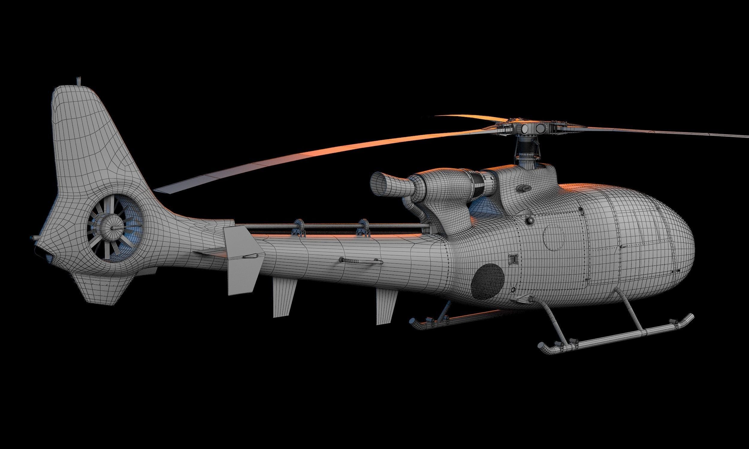 Helicopter SA340 Gazelle 3D model_8