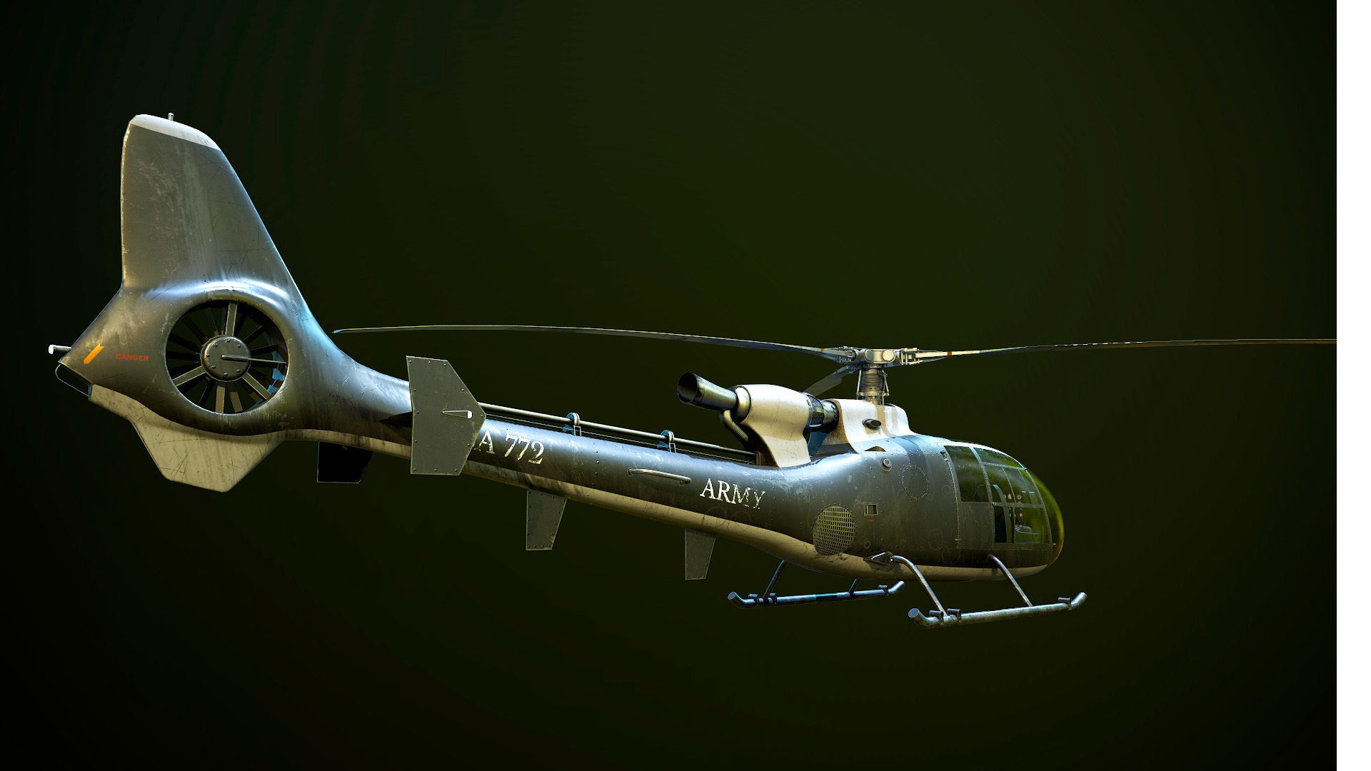 Helicopter SA340 Gazelle 3D model_3