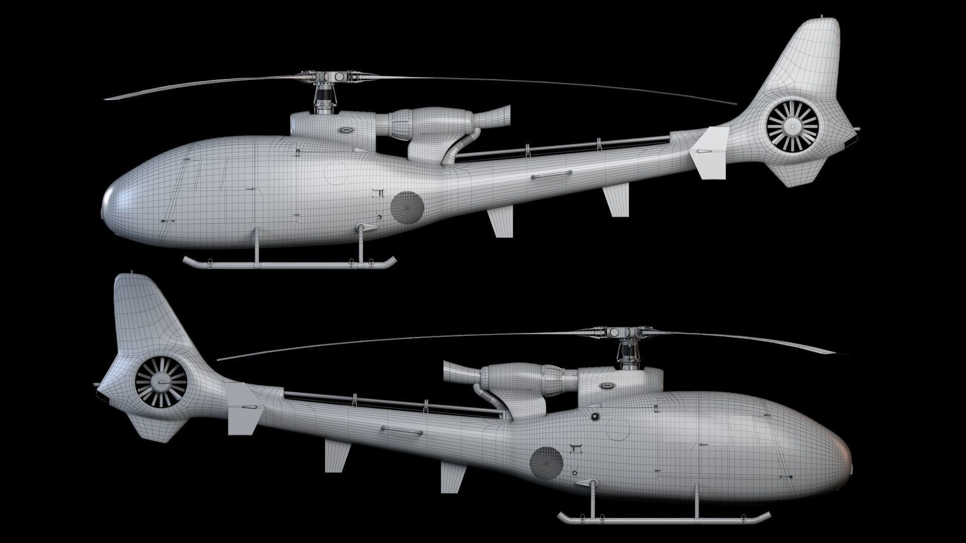 Helicopter SA340 Gazelle 3D model_10
