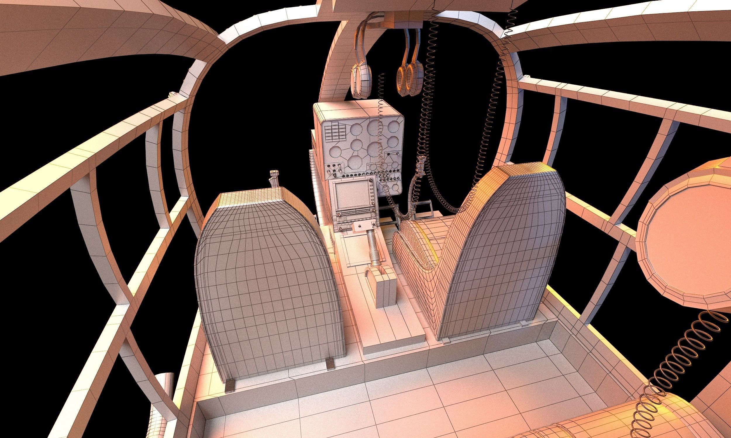 Helicopter SA340 Gazelle 3D model_12