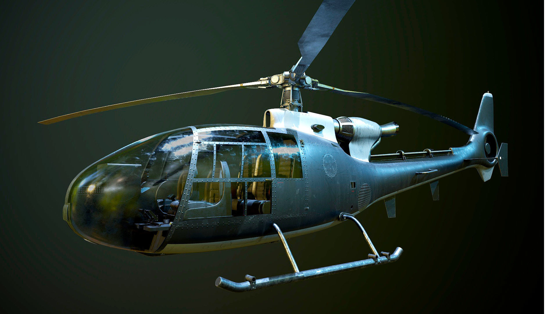 Helicopter SA340 Gazelle 3D model_2
