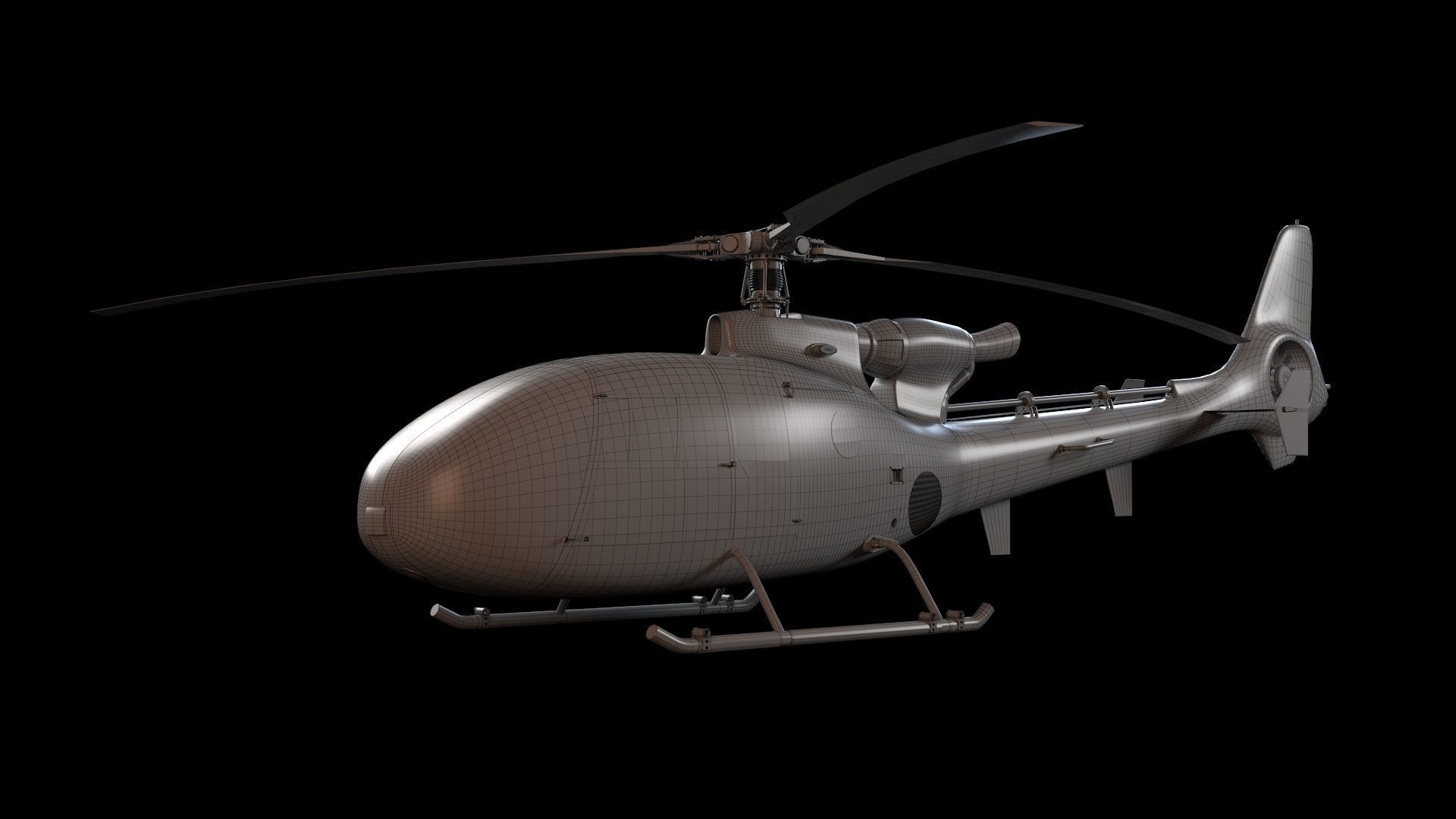 Helicopter SA340 Gazelle 3D model_7