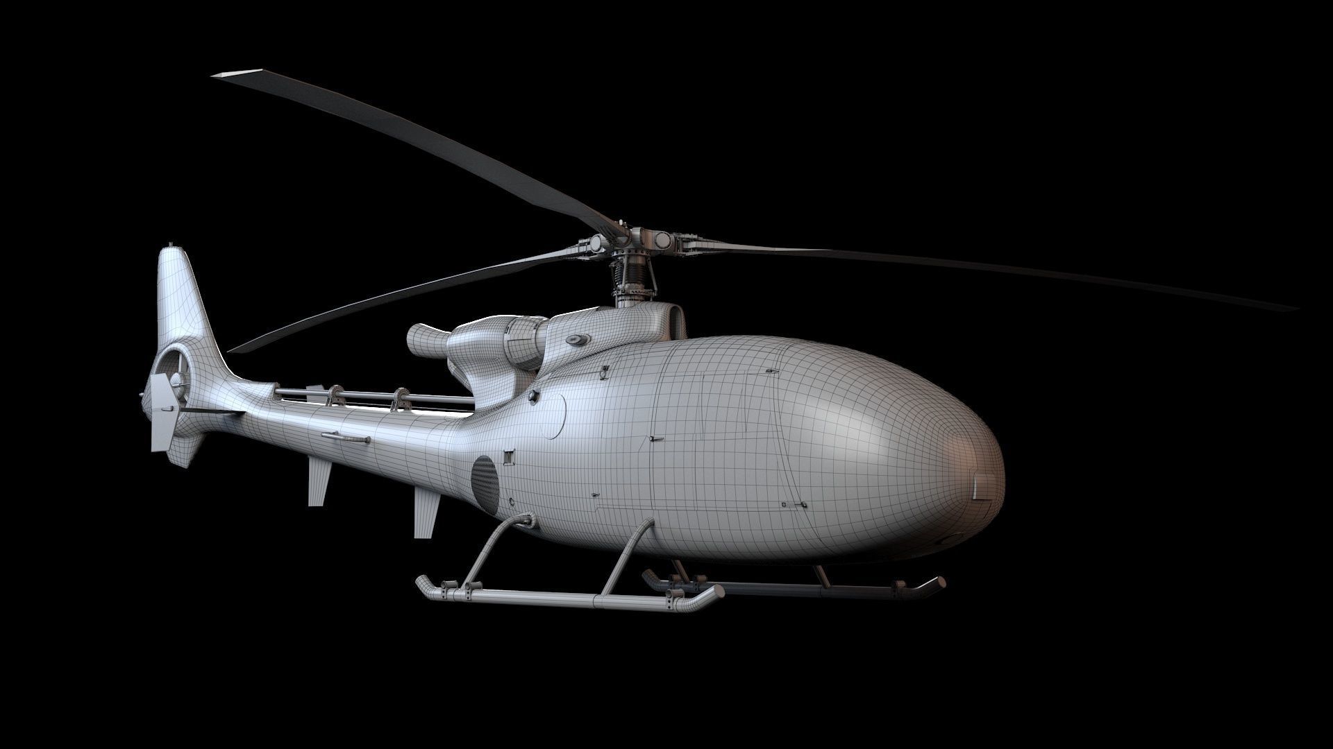 Helicopter SA340 Gazelle 3D model_6