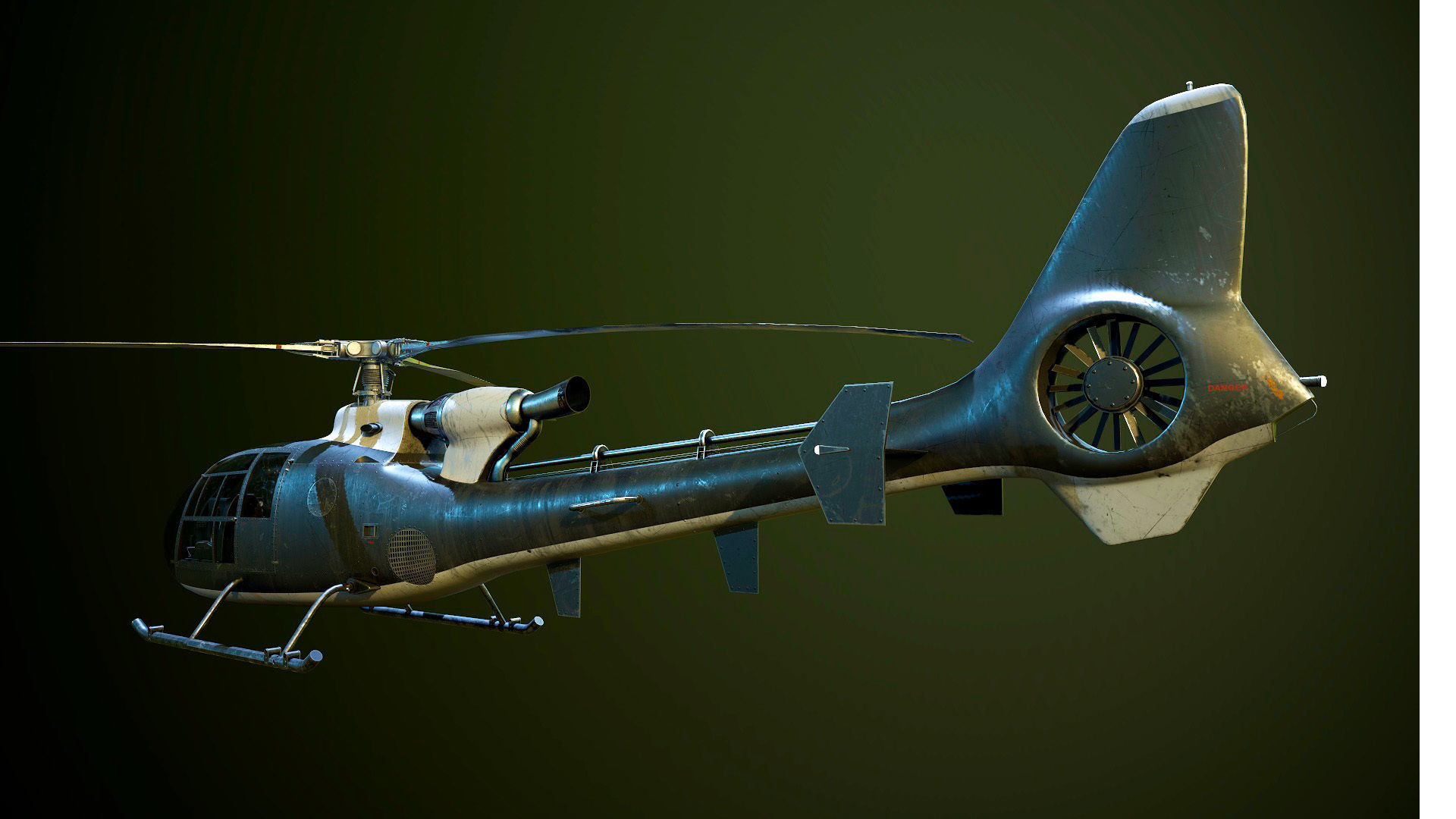 Helicopter SA340 Gazelle 3D model_4