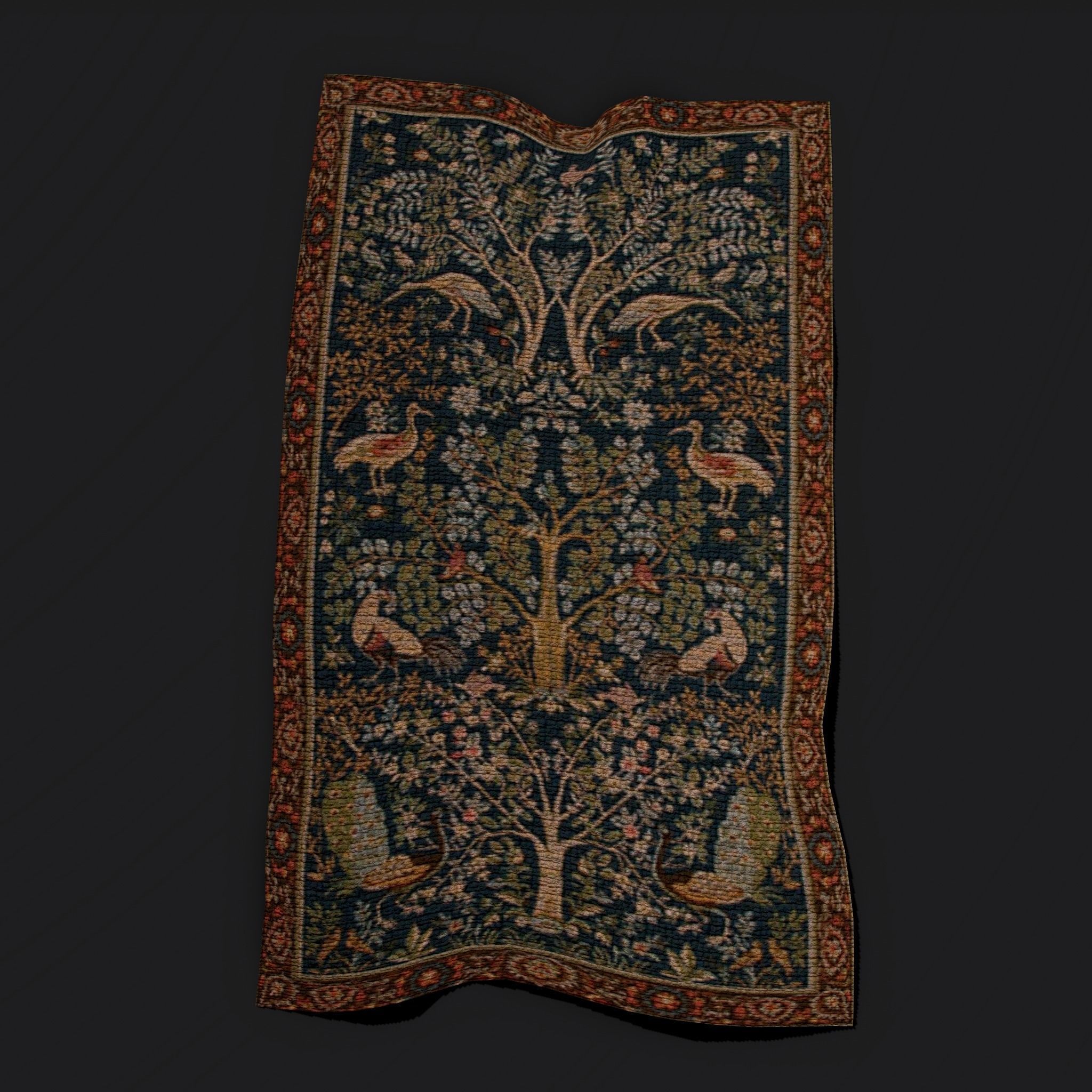 Medieval Birds Tapestry Low-poly 3D model_11
