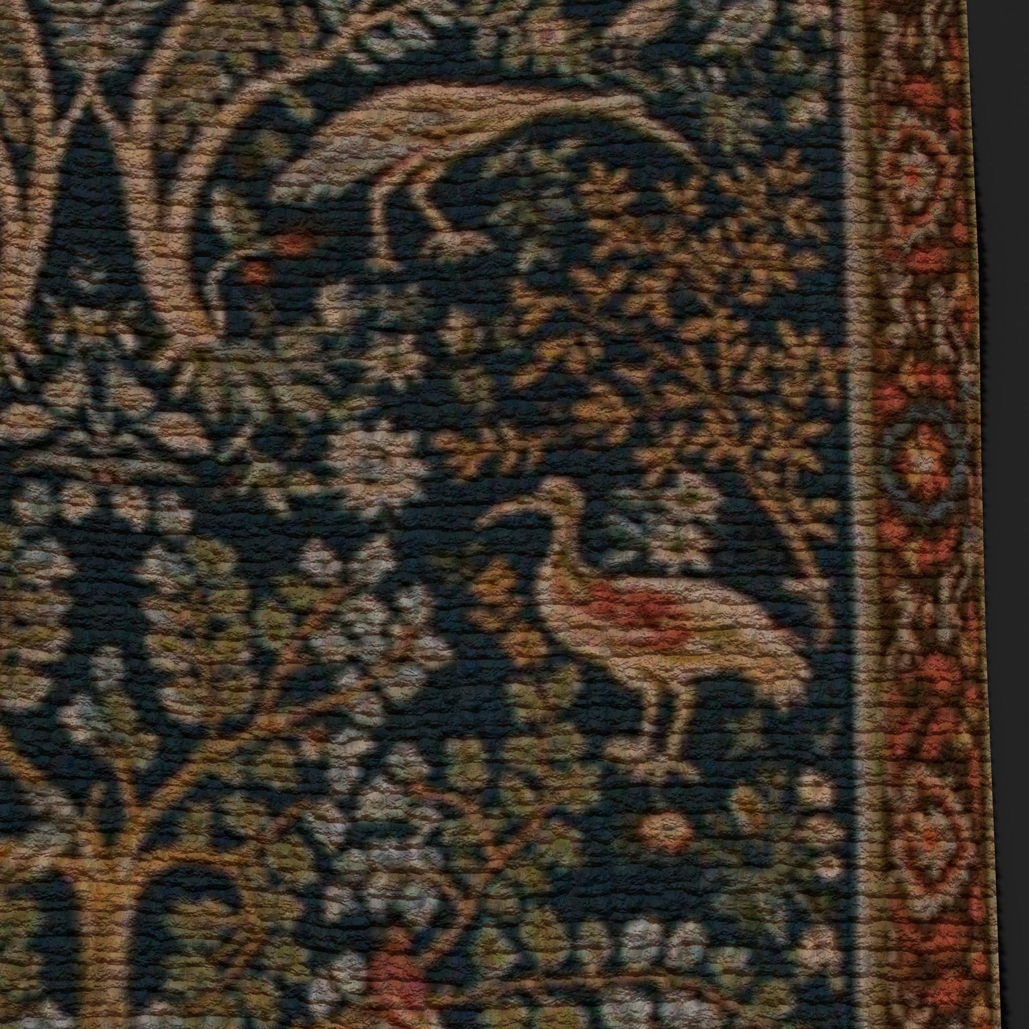 Medieval Birds Tapestry Low-poly 3D model_13