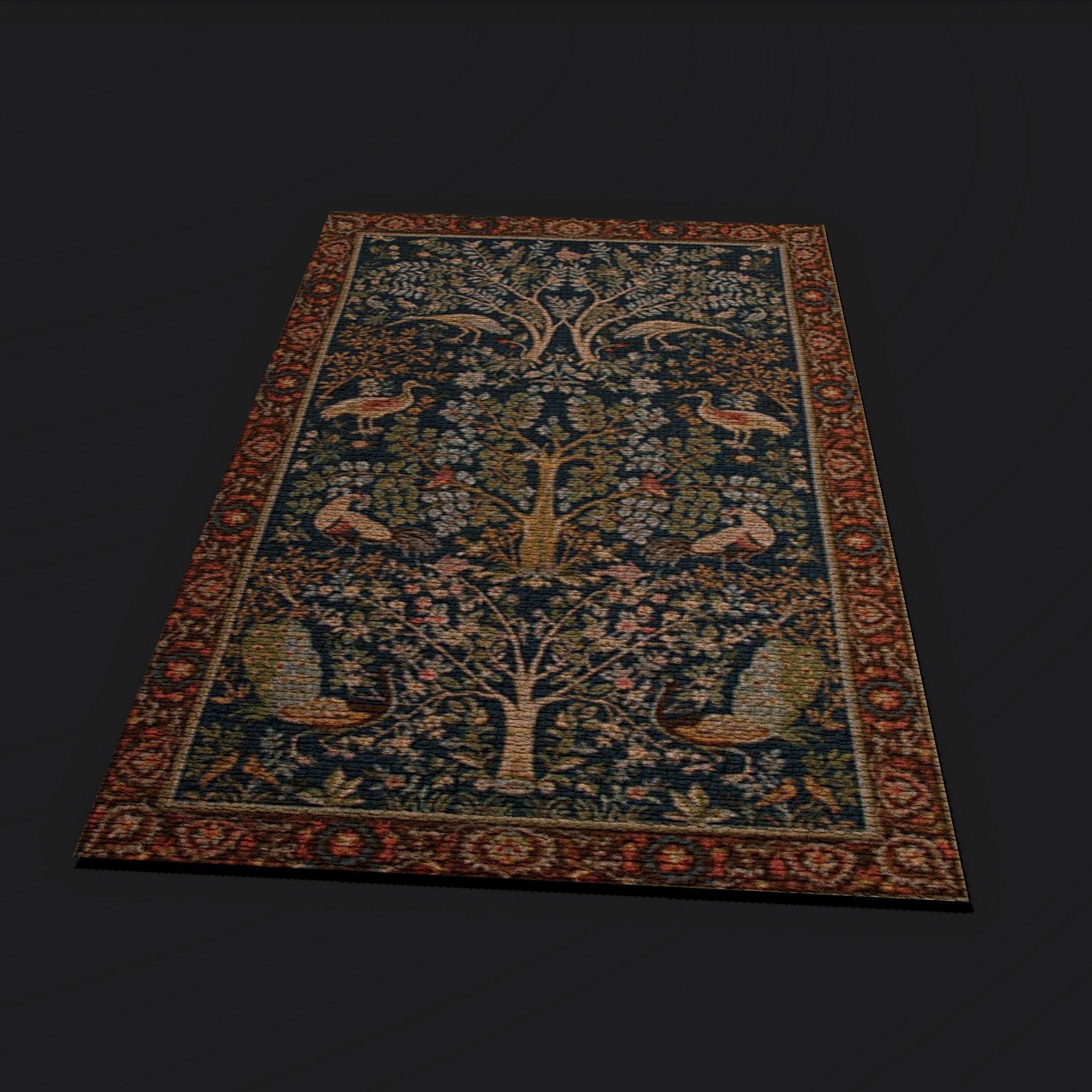 Medieval Birds Tapestry Low-poly 3D model_2