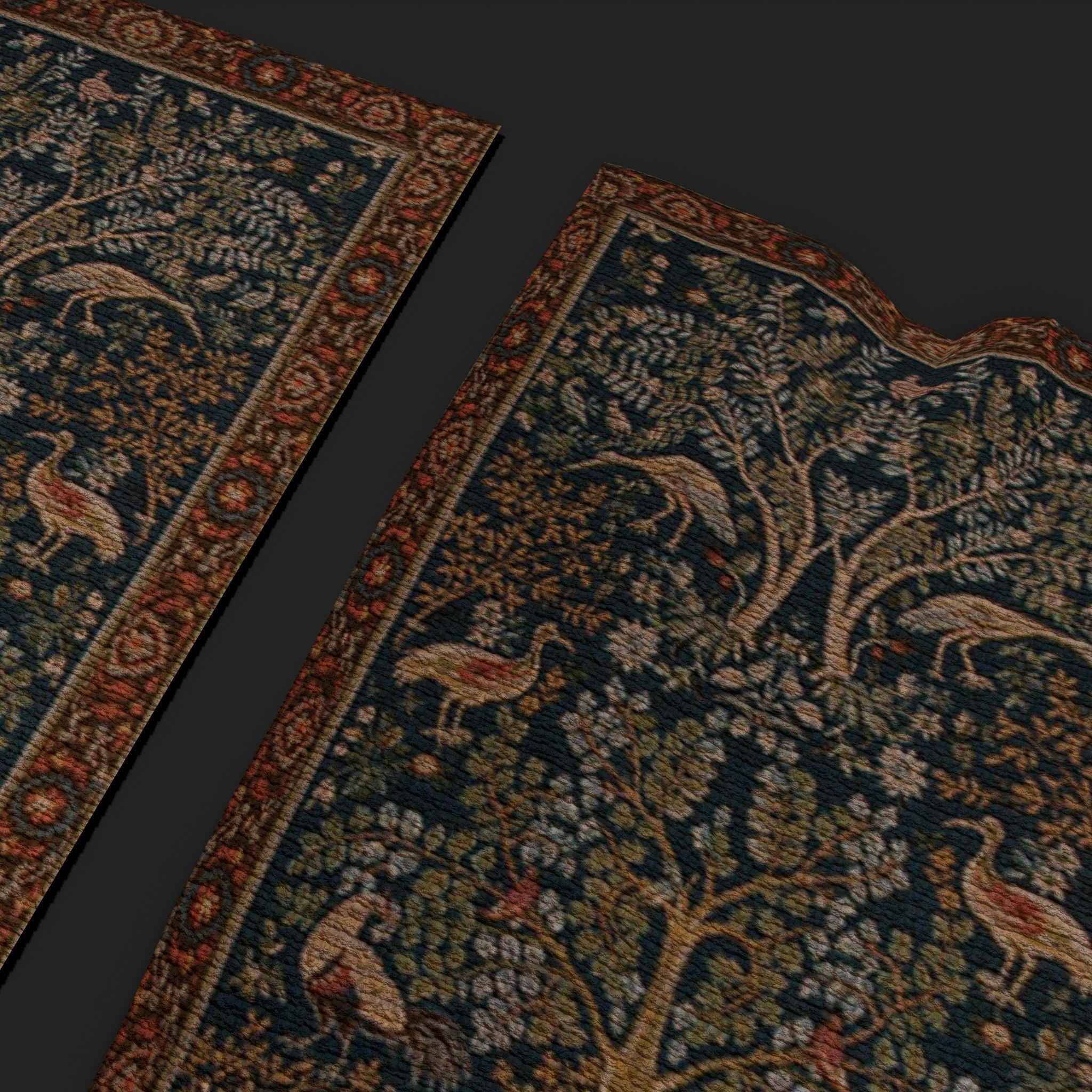Medieval Birds Tapestry Low-poly 3D model_19