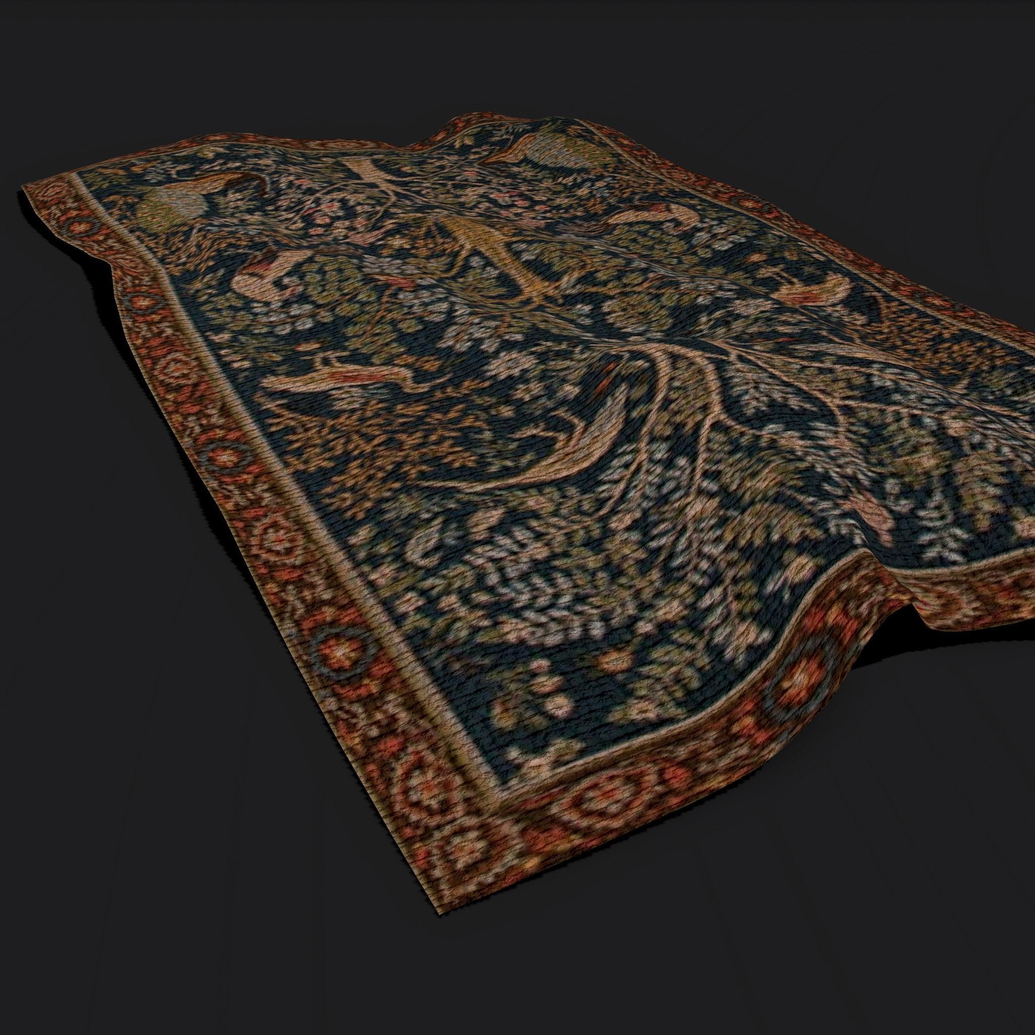 Medieval Birds Tapestry Low-poly 3D model_12