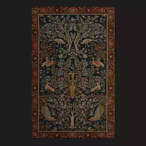 Medieval Birds Tapestry Low-poly 3D model