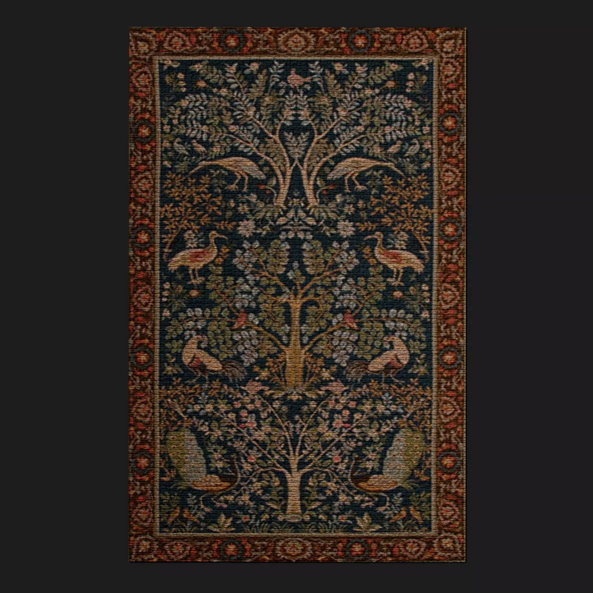 Medieval Birds Tapestry Low-poly 3D model_0