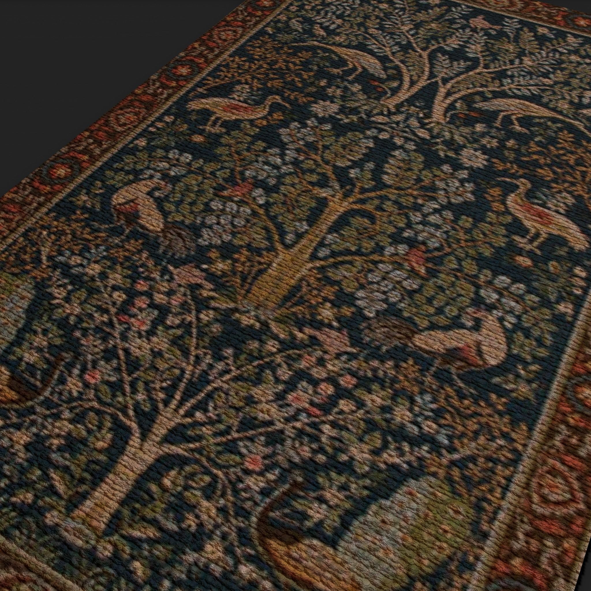 Medieval Birds Tapestry Low-poly 3D model_17