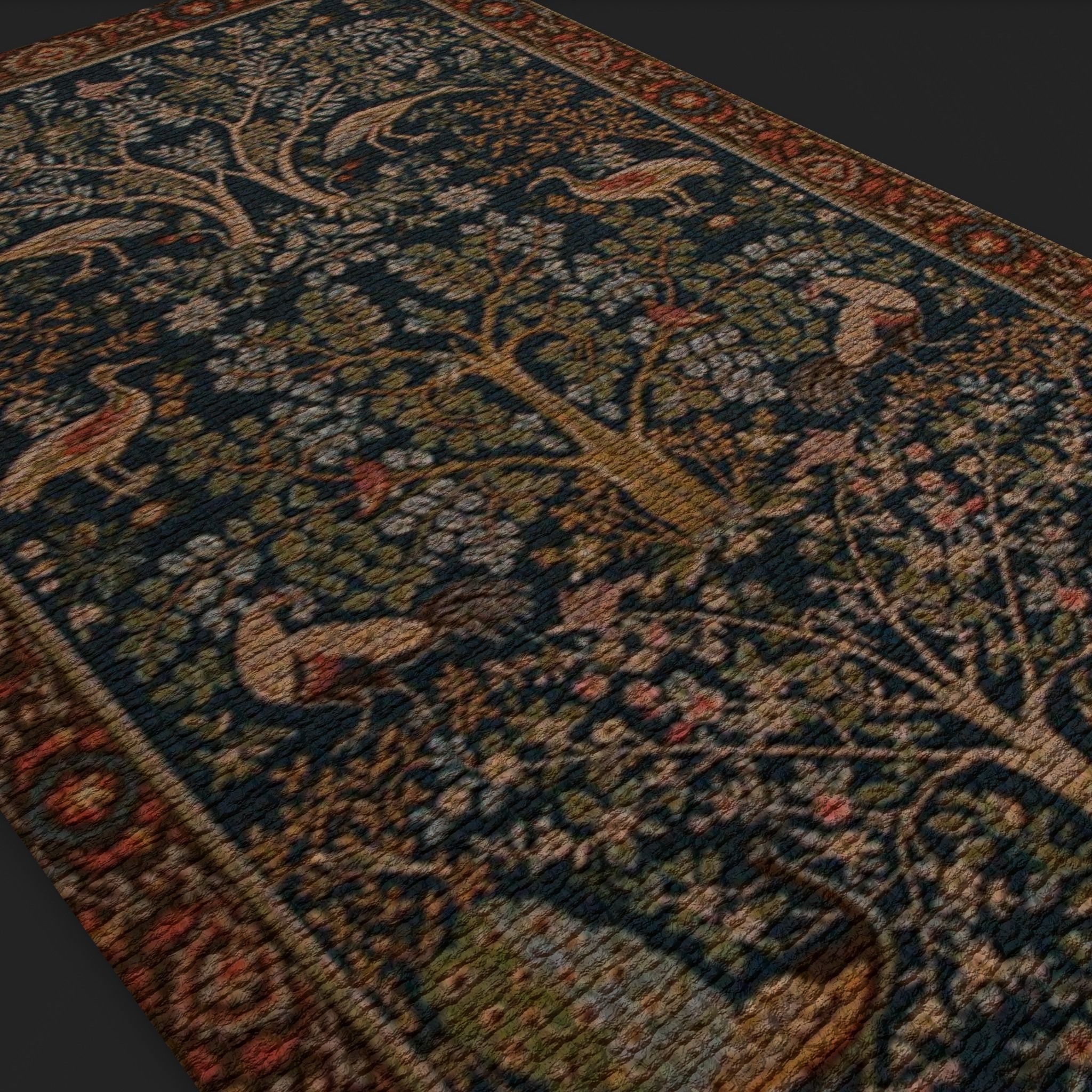 Medieval Birds Tapestry Low-poly 3D model_16