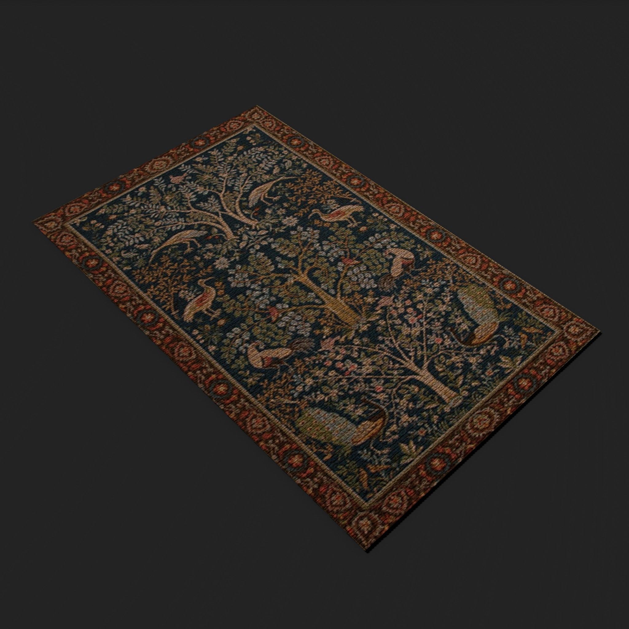 Medieval Birds Tapestry Low-poly 3D model_15