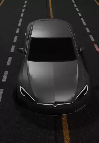 Tesla Model S driving on road 3D model